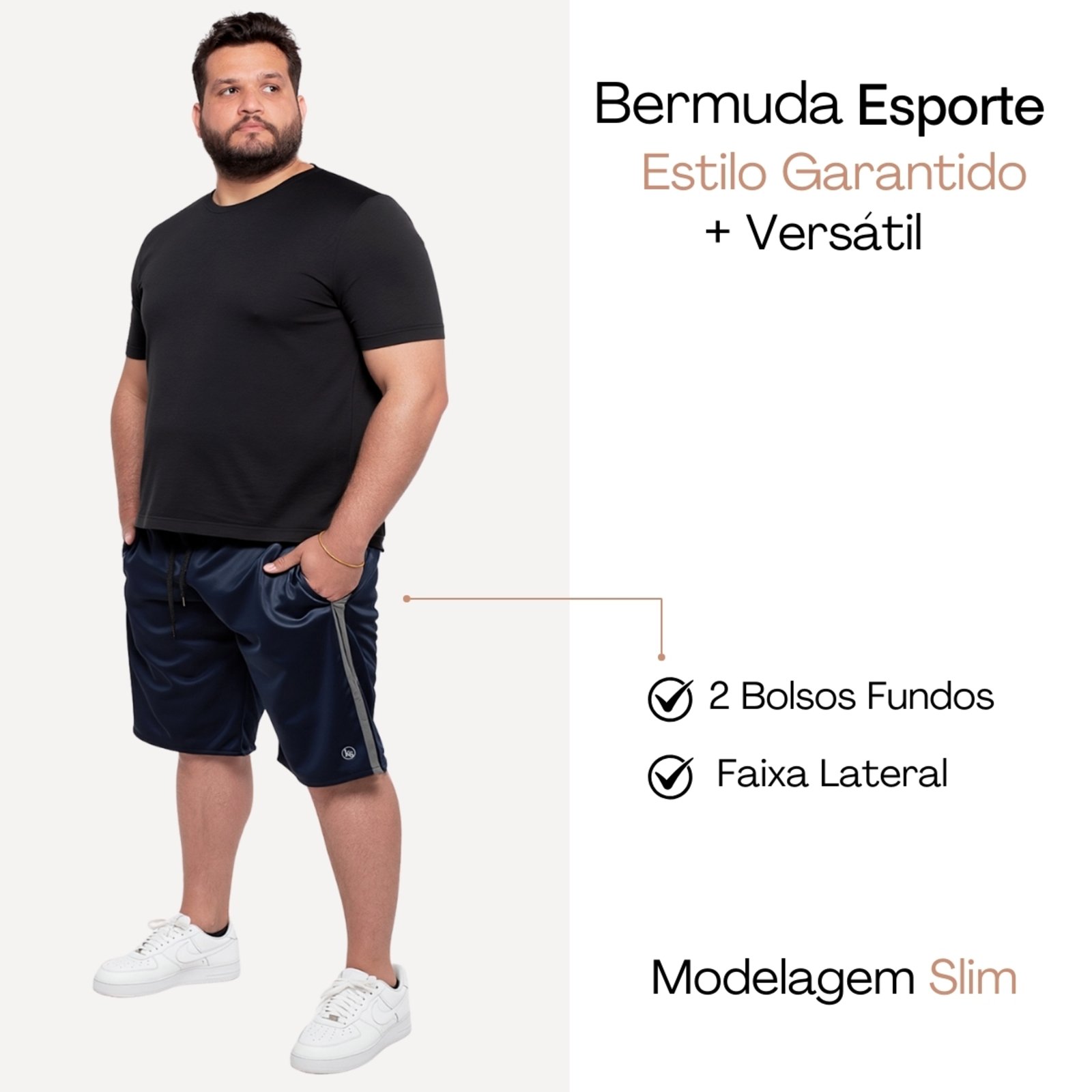Vista 2 Bermuda Plus Size Masculina Esporte Short Helanca Premium Treino Academia KS azul/azul marinho KS azul/azul marinho