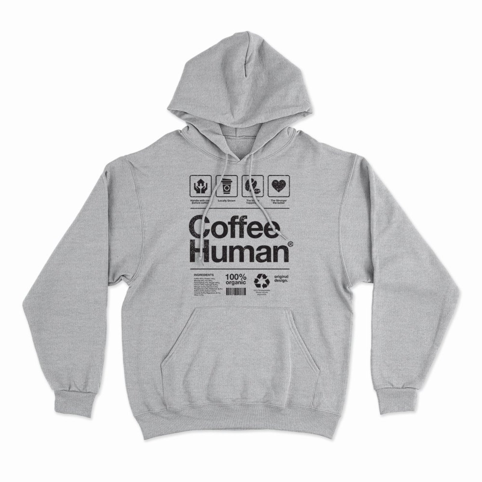 Moletom Com Capuz Coffee Human - Mescla Cinza - Casual - Studio Geek