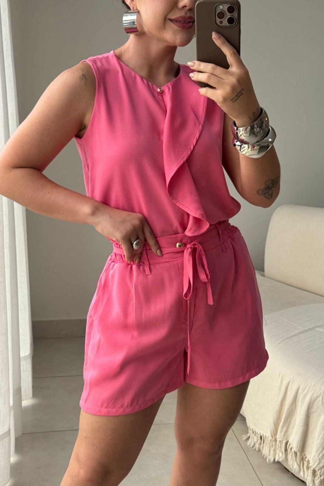 Short Vanibele Crepe Rosa