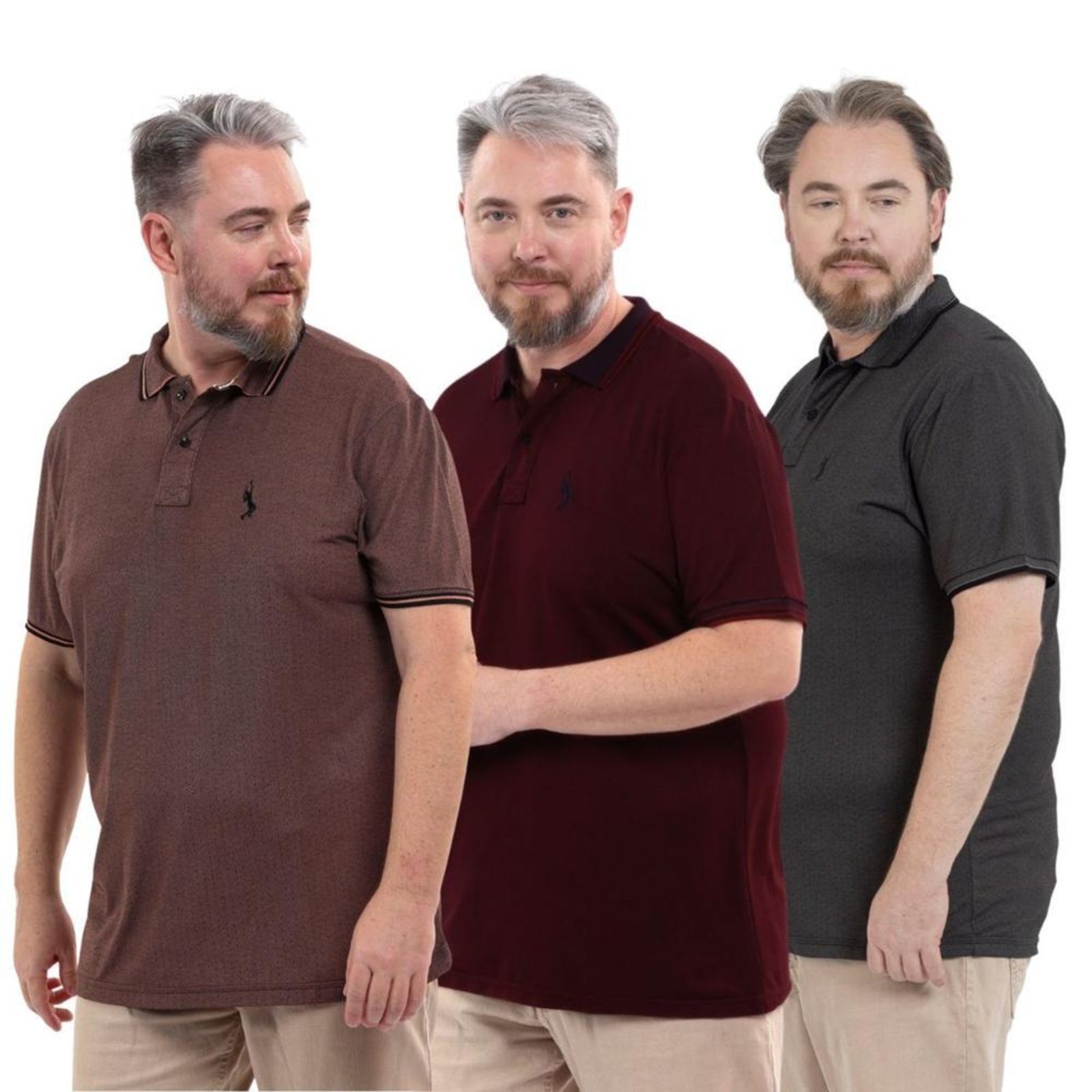 Kit 3 Camisa Polo Plus Masculina Piquet Dia a Dia