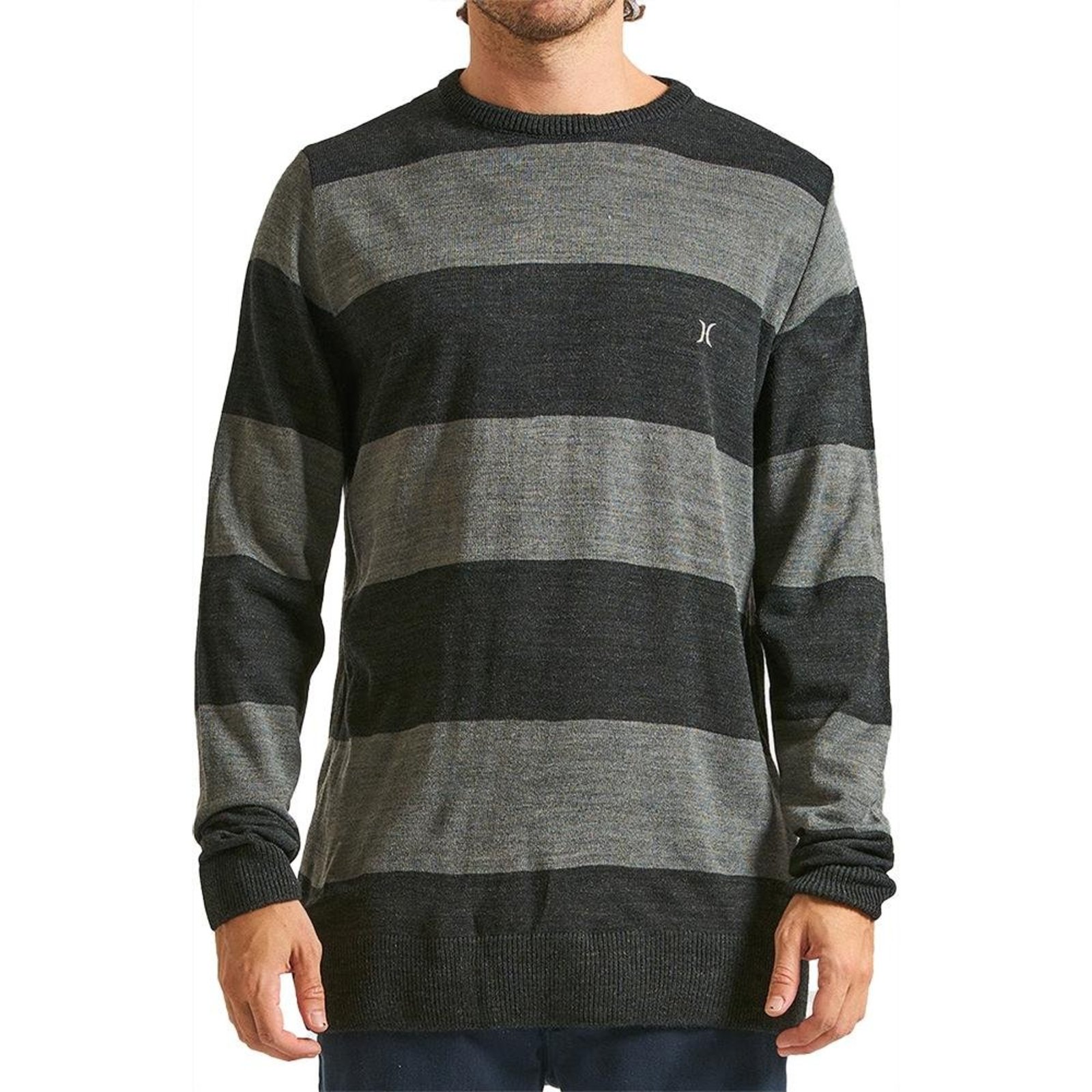 Camiseta Hurley Manga Longa Retilinea Stripes WT24 Preto