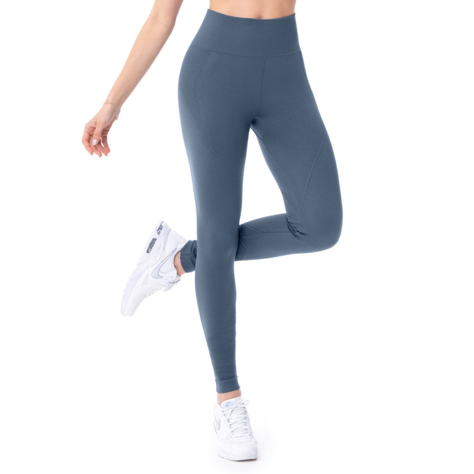 Calça Legging Fitness Jacquard Azul Índigo Escuro