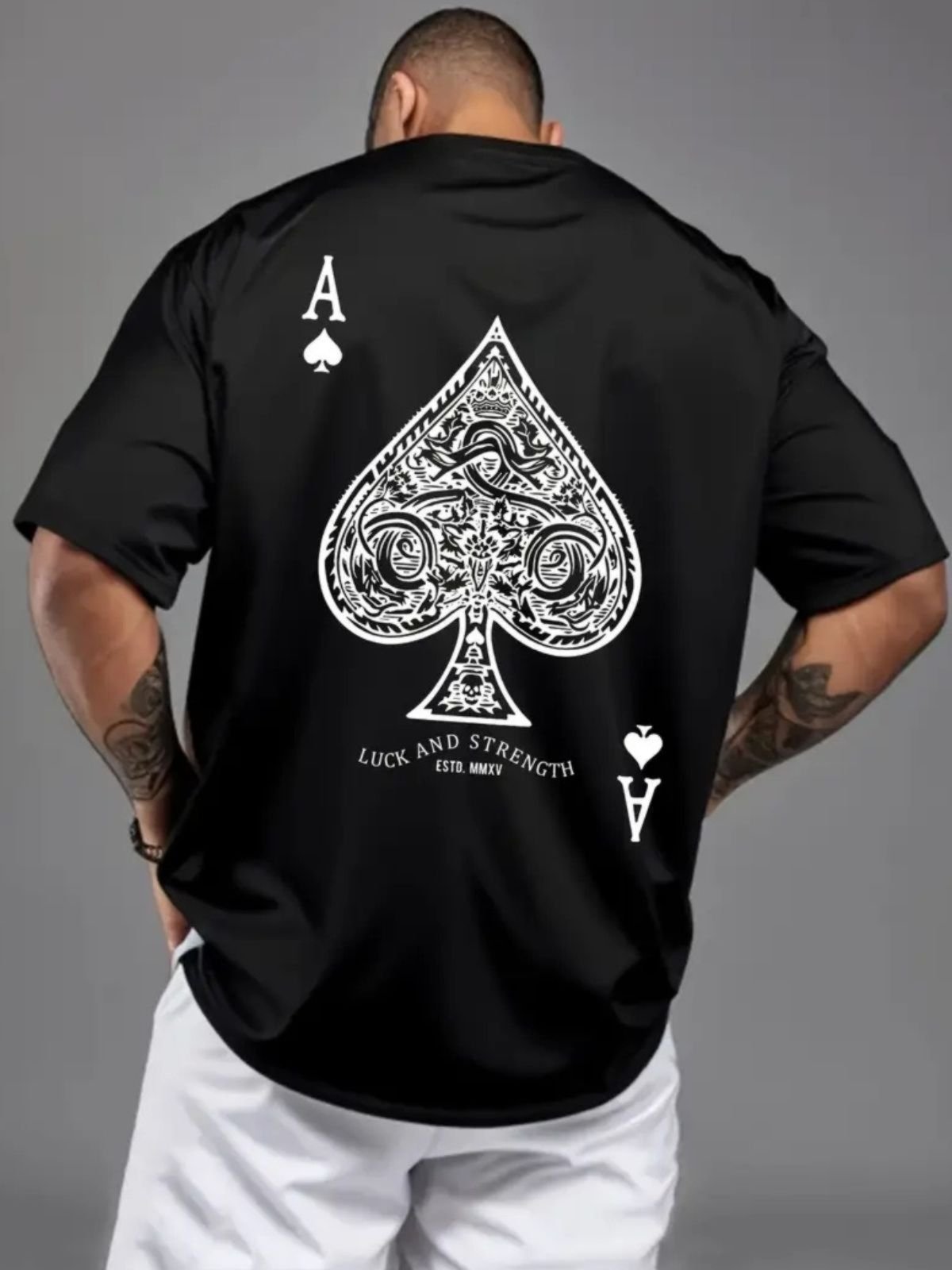 Camiseta Estampada Oversized Ás de Espada Safira Moda Algodão Preto