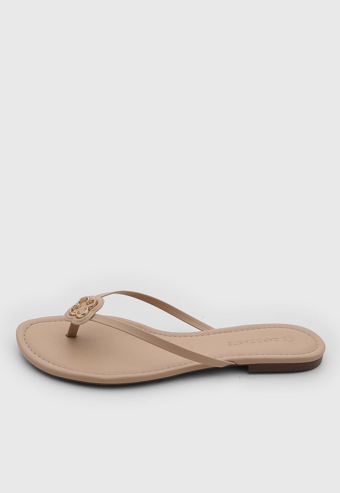 Rasteira Feminina Capodarte Tiras Detalhe Flor Nude