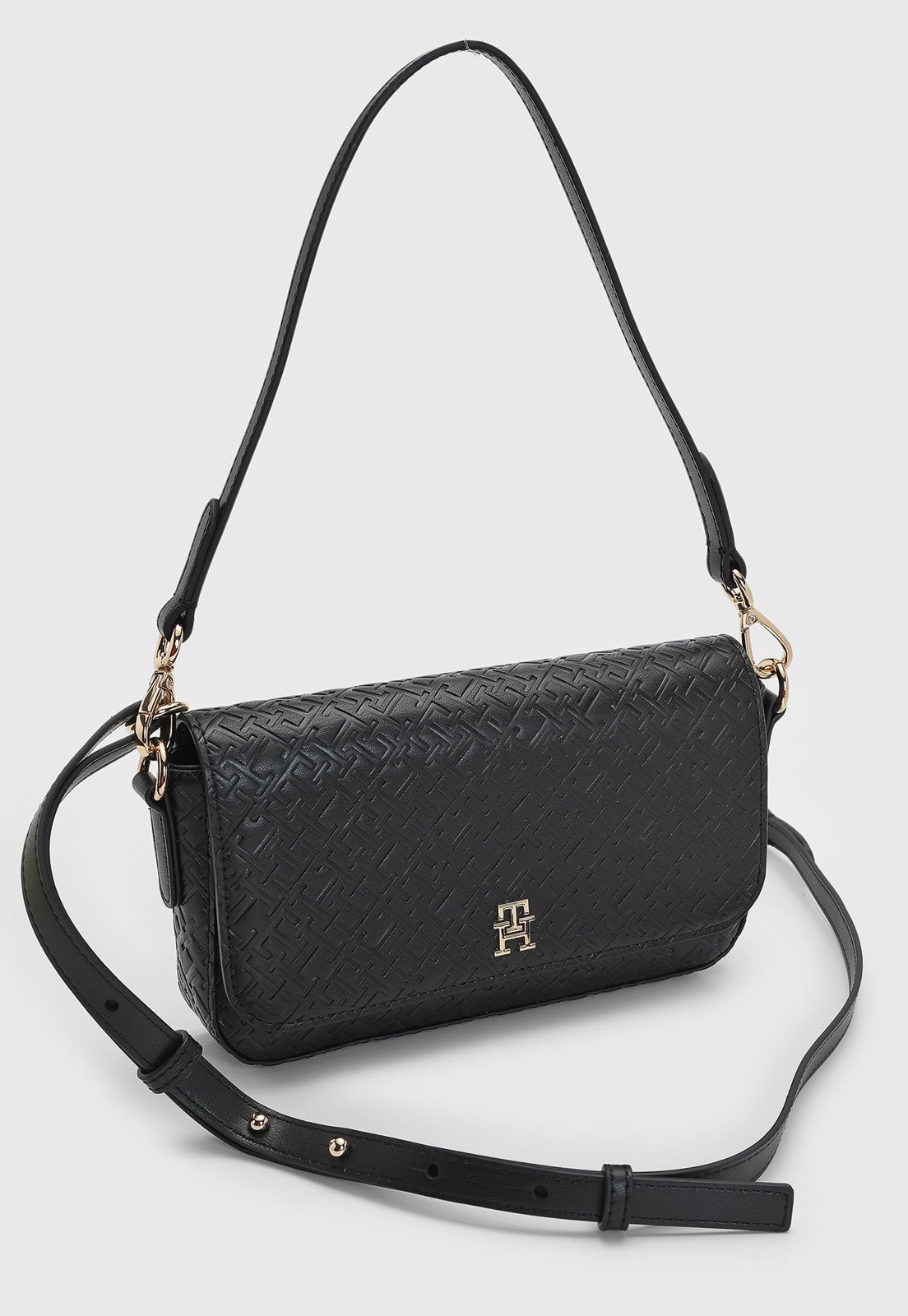 Vista 3 Bolsa Feminina Tommy Hilfiger Monograma Preta preto Tommy Hilfiger preto