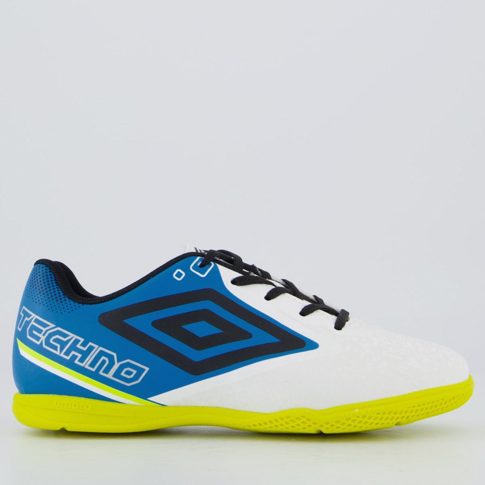 Vista 2 Chuteira Umbro Techno II Futsal Juvenil e Branca azul Umbro azul
