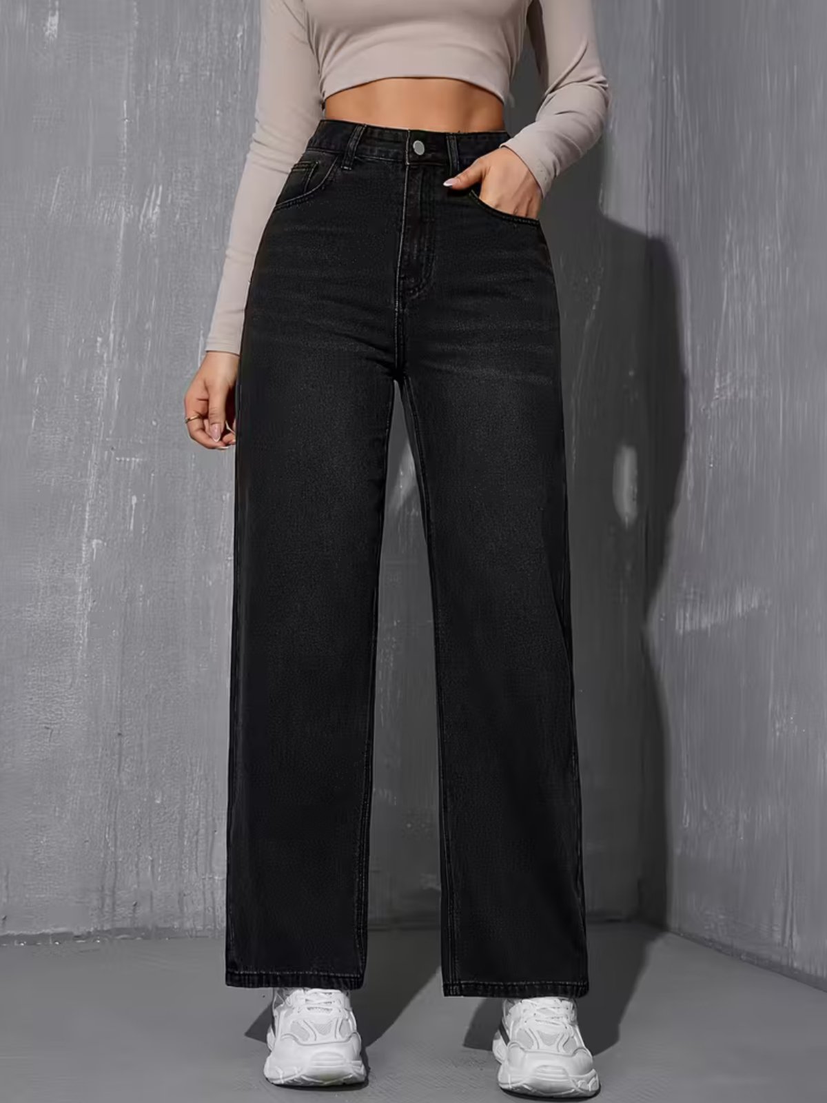 Calça Wide Leg Feminina Kovali Fashion Store Confortavel e Básica Tecido Premium Preta