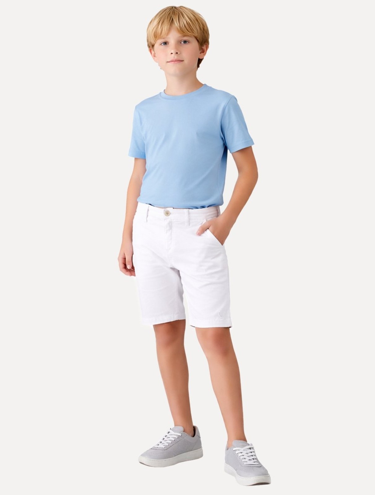 Infantil - Bermuda Calvin Klein Color Curta Paper Back Logo "CK"" Branca"