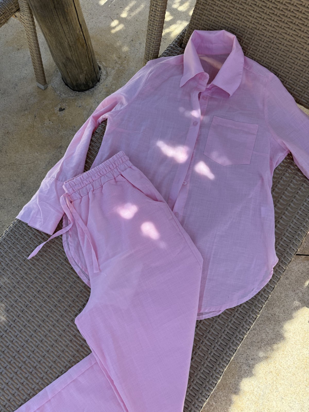 Calça Wide Forrada Cós Elástico Pitaia Beachwear Rosa