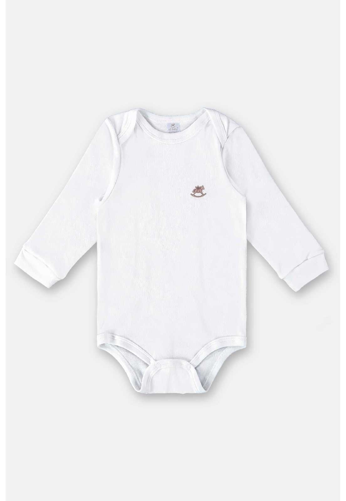 Infantil - Body Manga Longa Unissex em Suedine Up Baby Branco