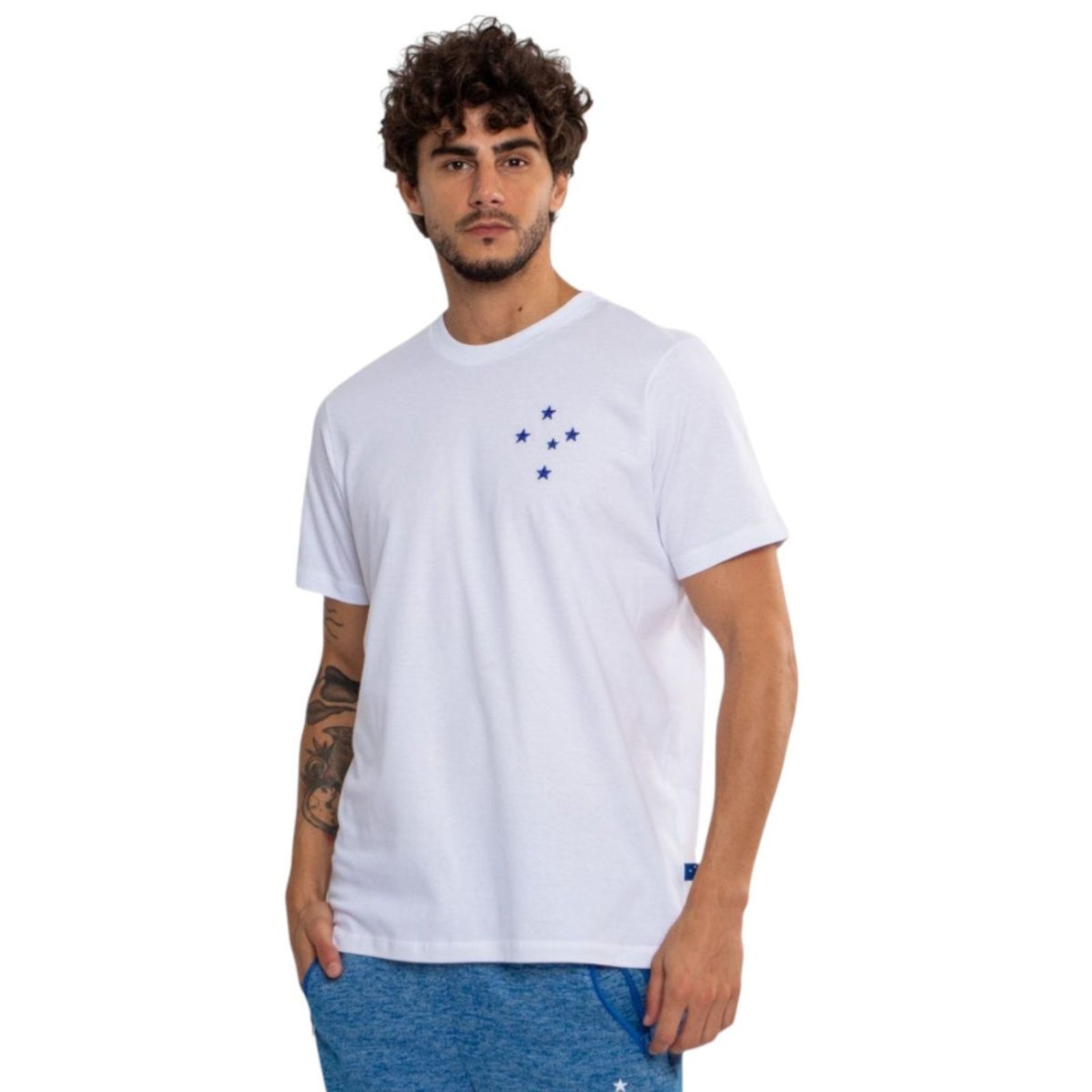 Camiseta Oficial Cruzeiro Classica Algodão Surf Center Branco