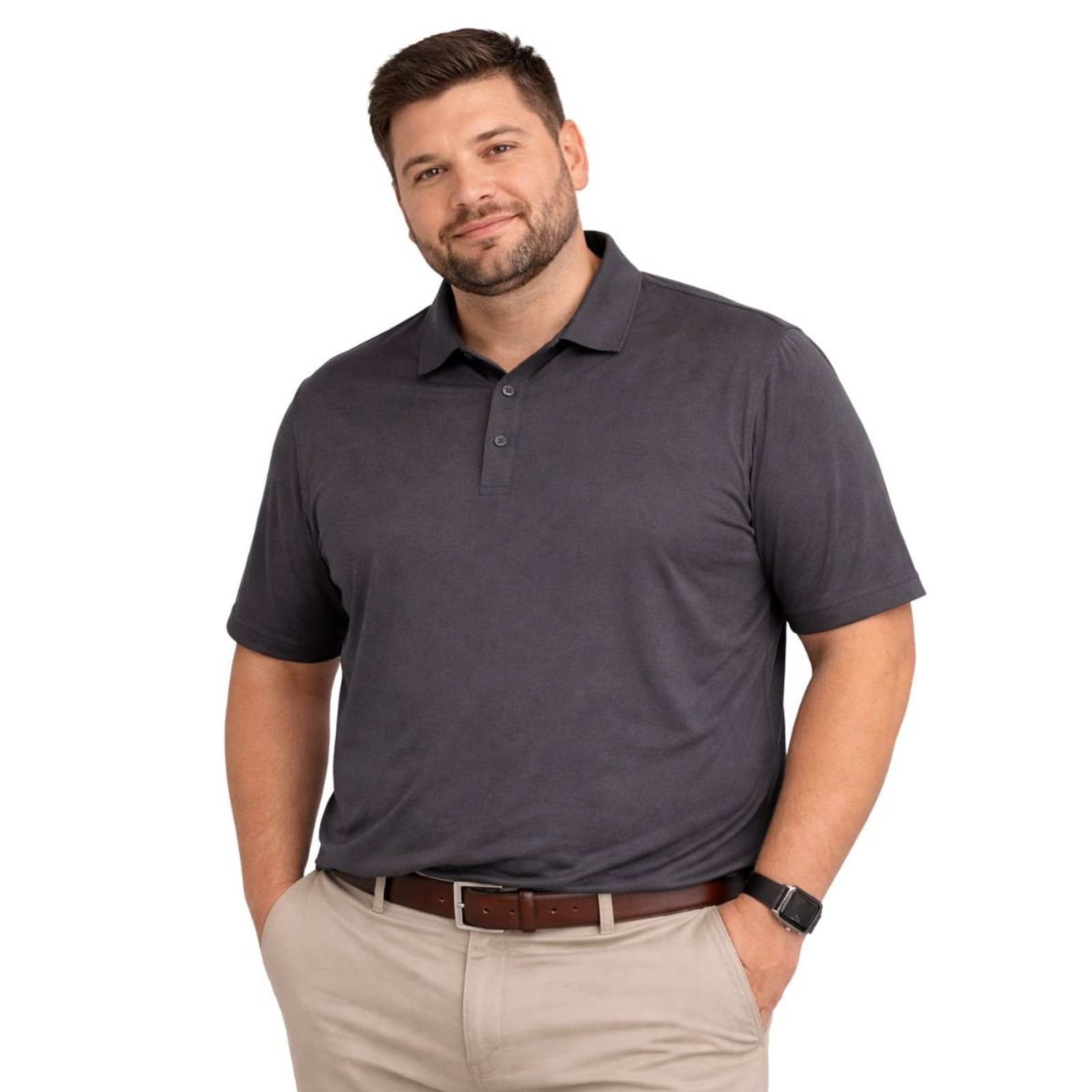 Camisa Polo Masculina Poliamida Elastano Premium Chumbo