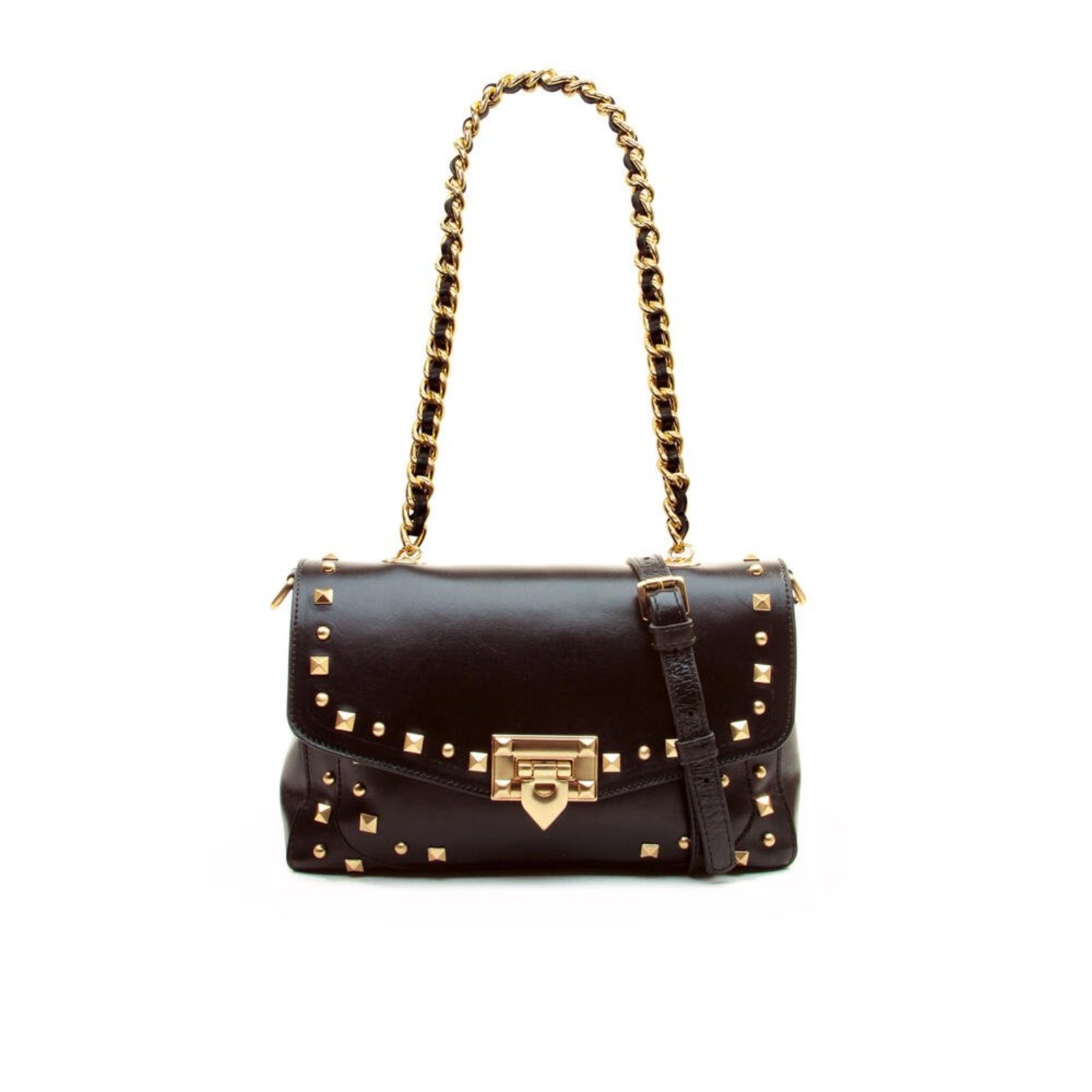 Bolsa Couro Preto Cecconello C2961-1
