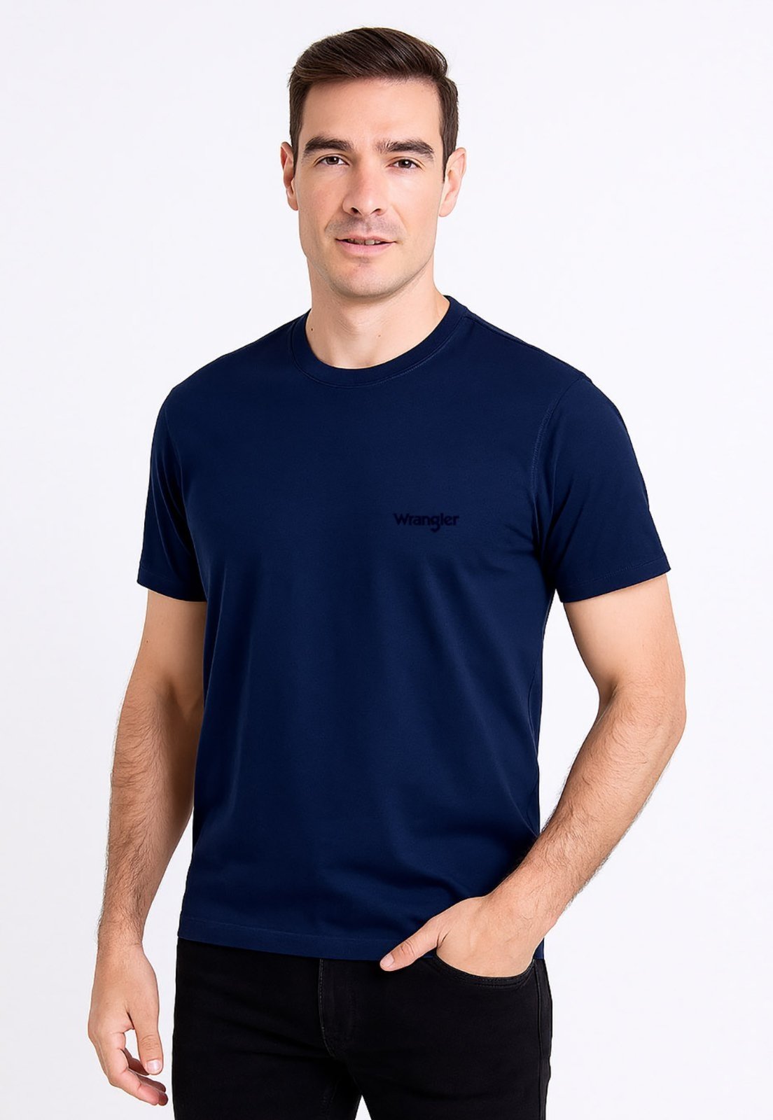 Camiseta Wrangler Gola Careca Flame Marinho