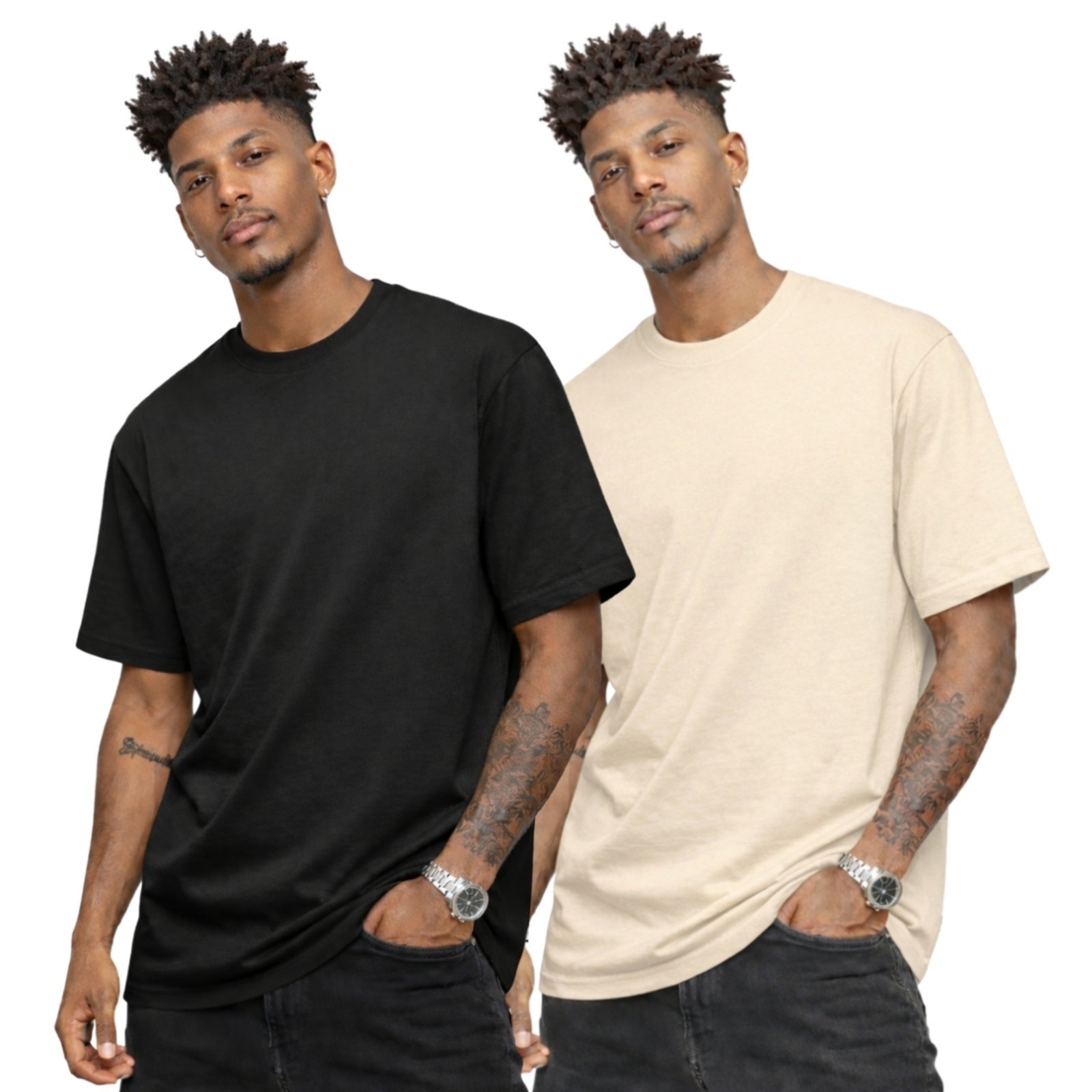 Kit 2 Camisa Masculina Camiseta Gola Redonda Lisa Algodão