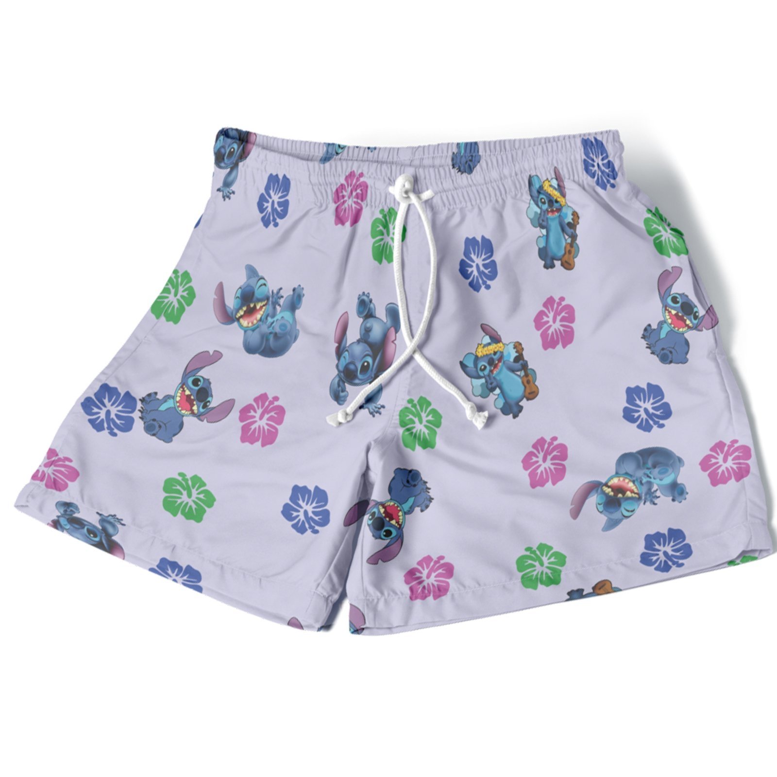 Infantil – Short Menina Conforto Estampado Verão Moda Personagens Stitch Rosa e Azul