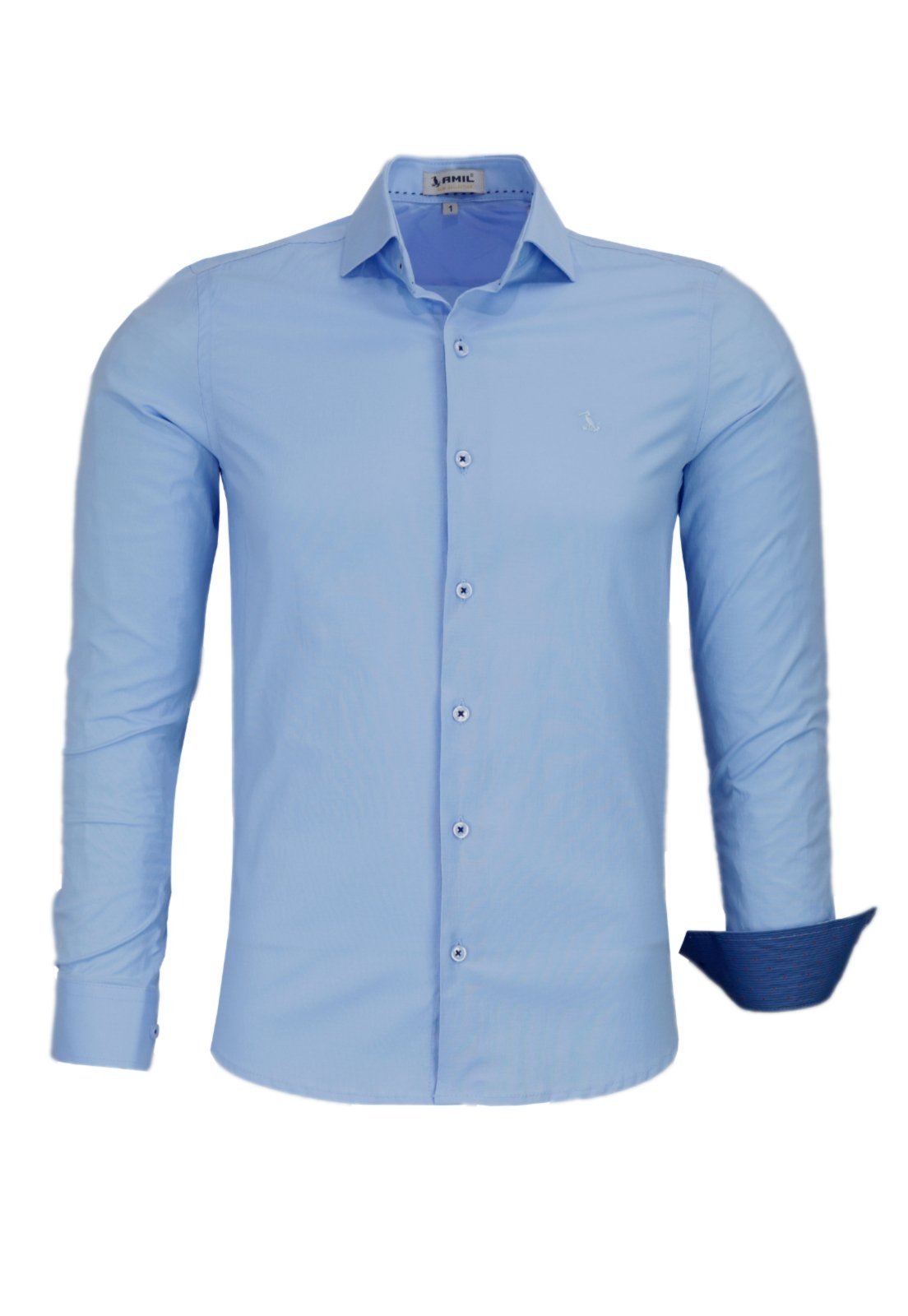 Camisa Social Slim Manga Longa Lisa Sem Bolso Amil 1766