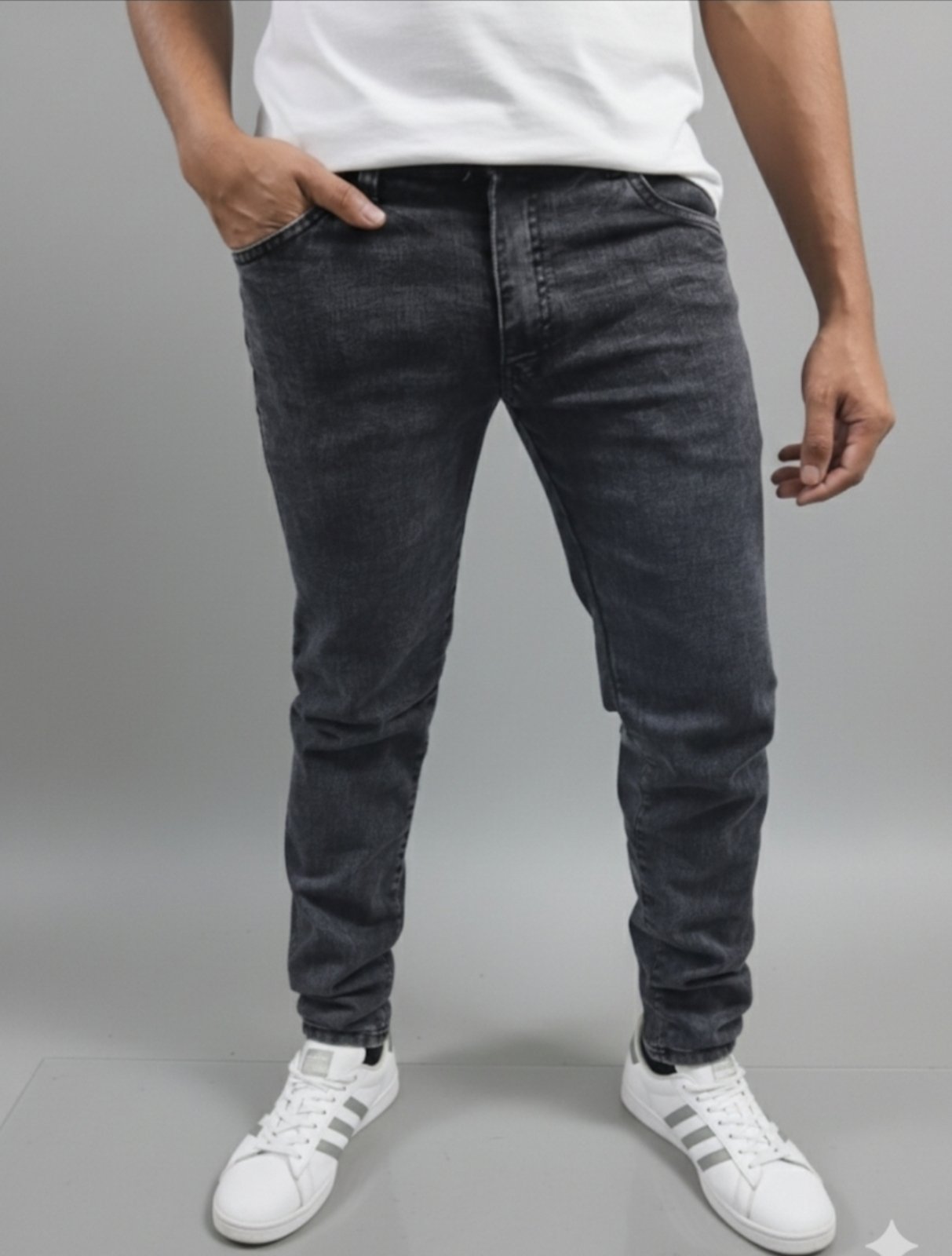 Calça Jeans Masculina Básica Er Estilo Renovado Confortável Com Elastano Grafite