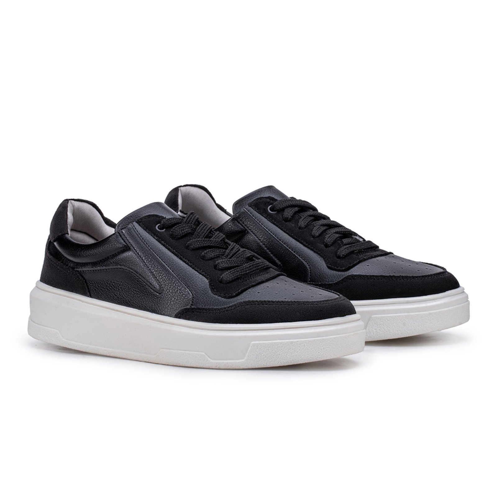 Tênis Casual Sapatenis Masculino Preto Urbano Couro Leve Original