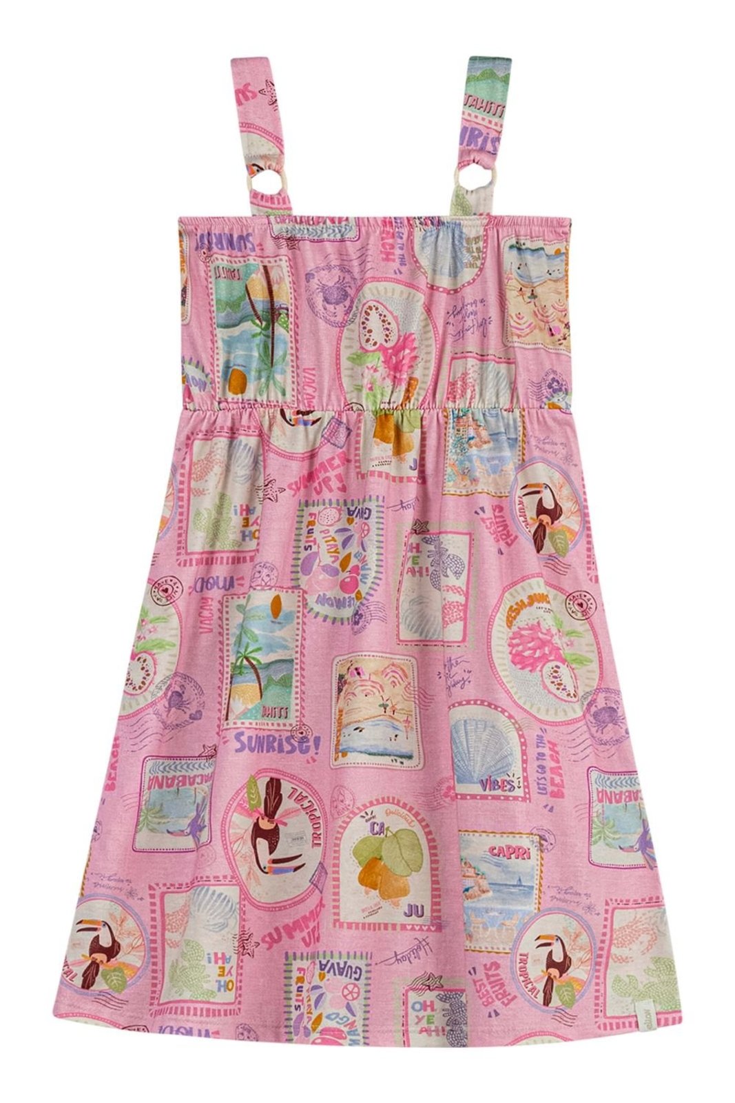 Infantil - Vestido Menina Stamp Elian Rosa