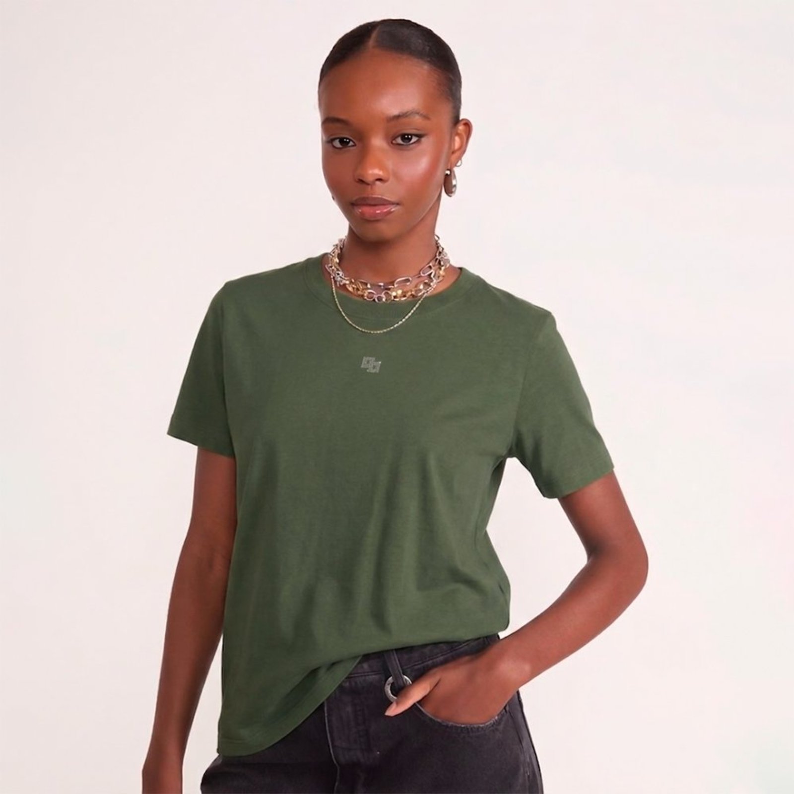 Camiseta Colcci Strass In26 Verde Feminino