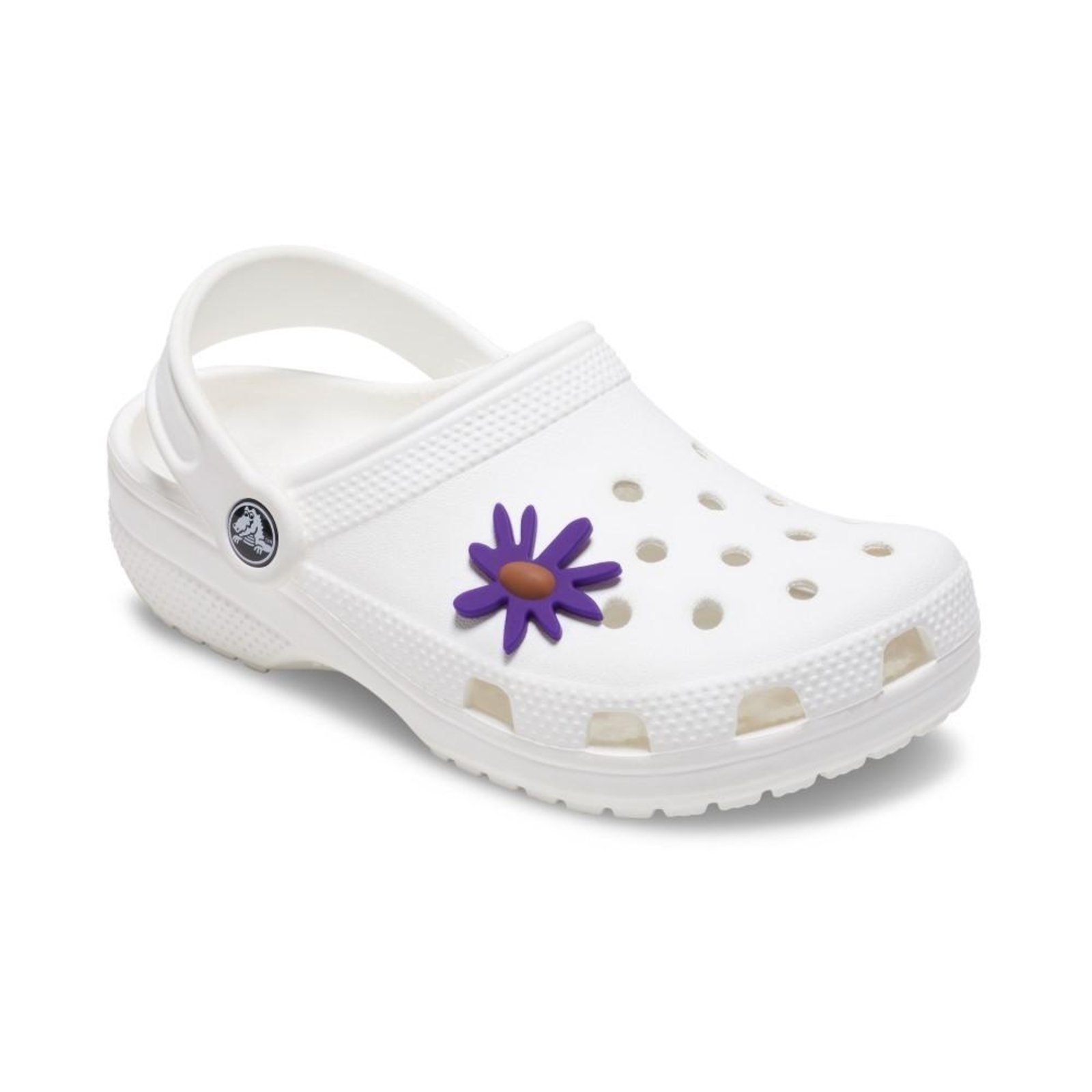 Vista 3 Infantil - Jibbitz™ Margarida Roxa Artesanal Crocs branco