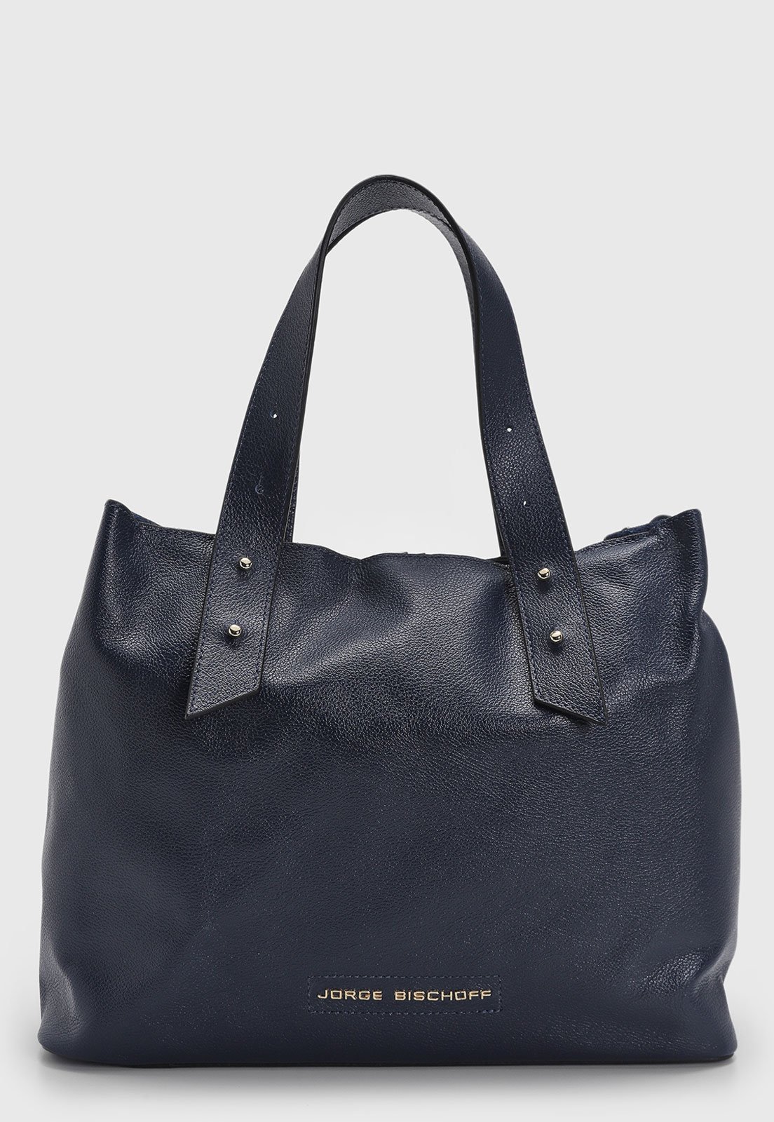 Bolsa Feminina Jorge Bischoff Grande Detalhes Metálicos Azul Marinho