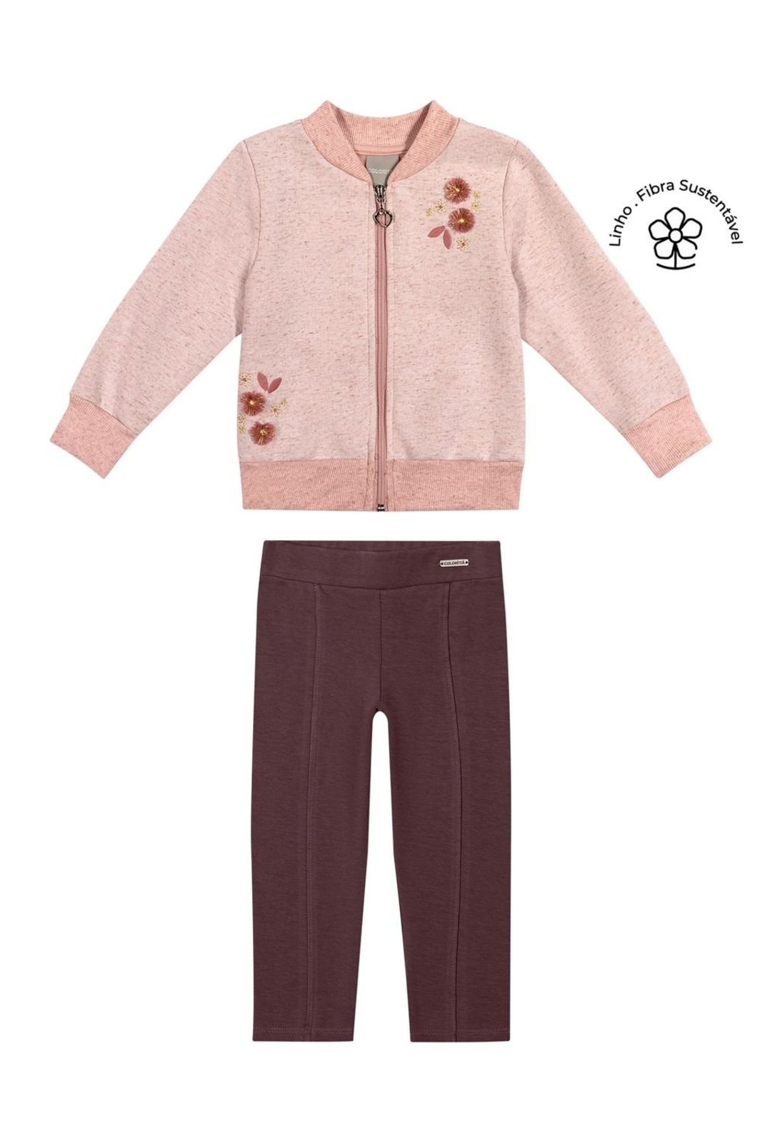 Infantil - Conjunto Menina Flores Bordado Colorittá Rosa