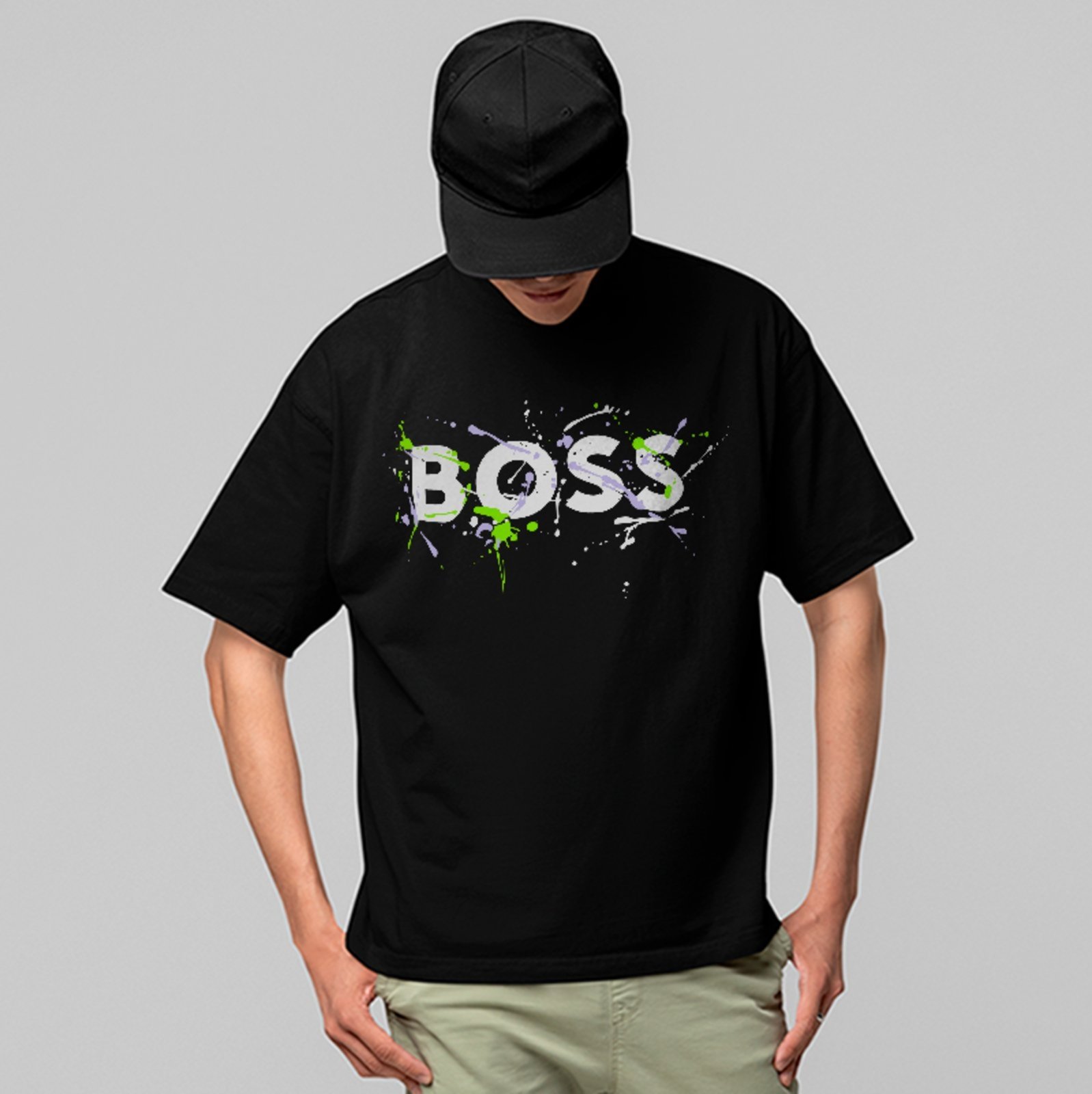 Vista 2 Camiseta Oversized Boss Visual Premium Urbano Casual ousy preto ousy preto