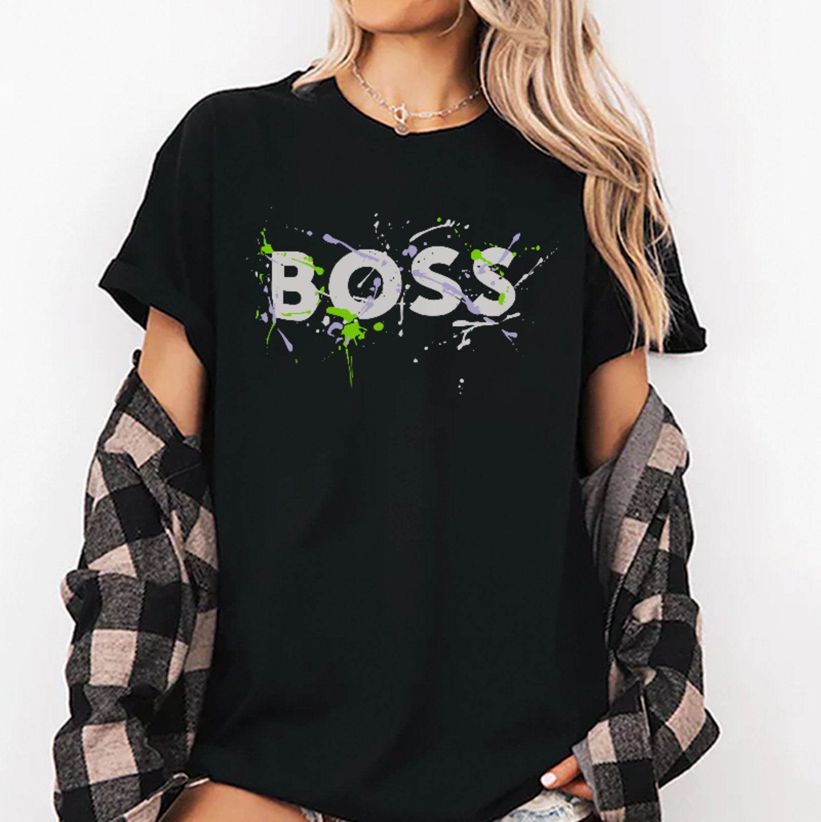Vista 3 Camiseta Oversized Boss Visual Premium Urbano Casual ousy preto ousy preto