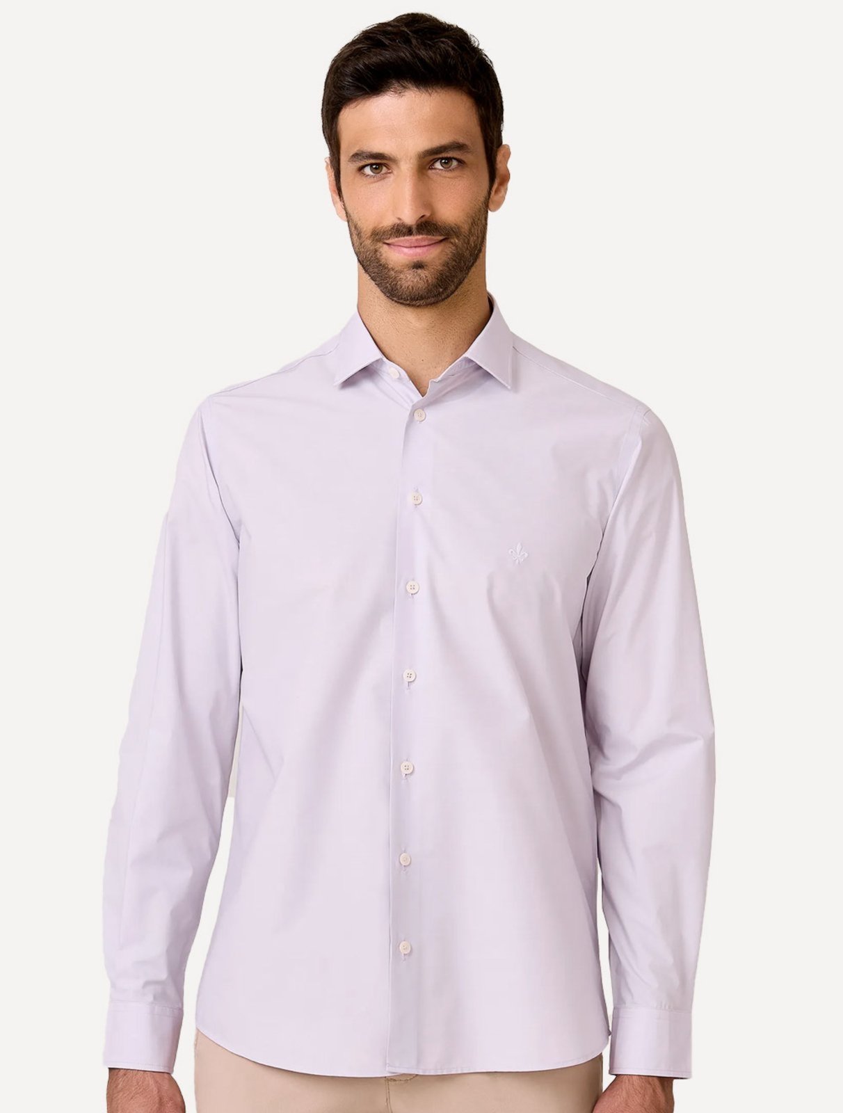 Camisa Dudalina Masculina Slim Tricoline Lisa Lilás