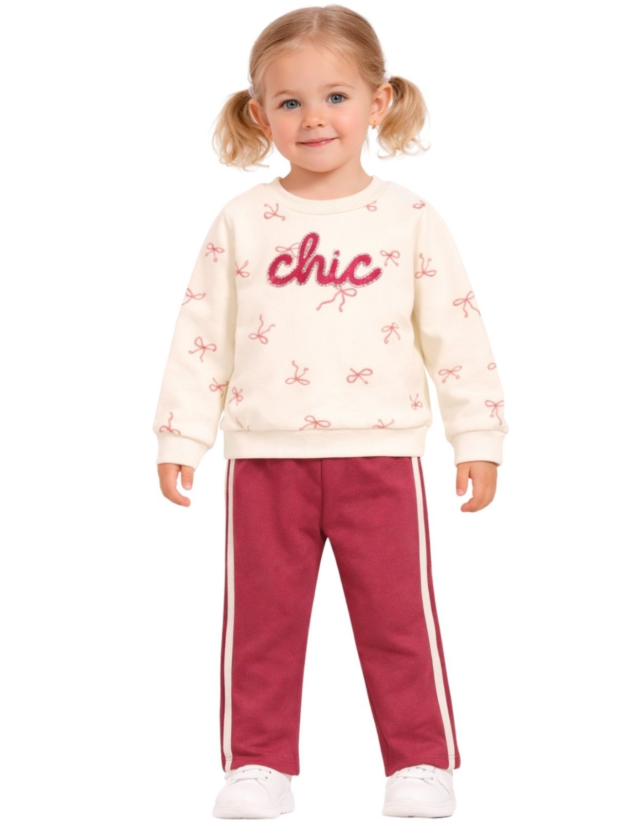 Infantil - Conjunto Blusa Moletom e Calça Brandili Lacinho Off White