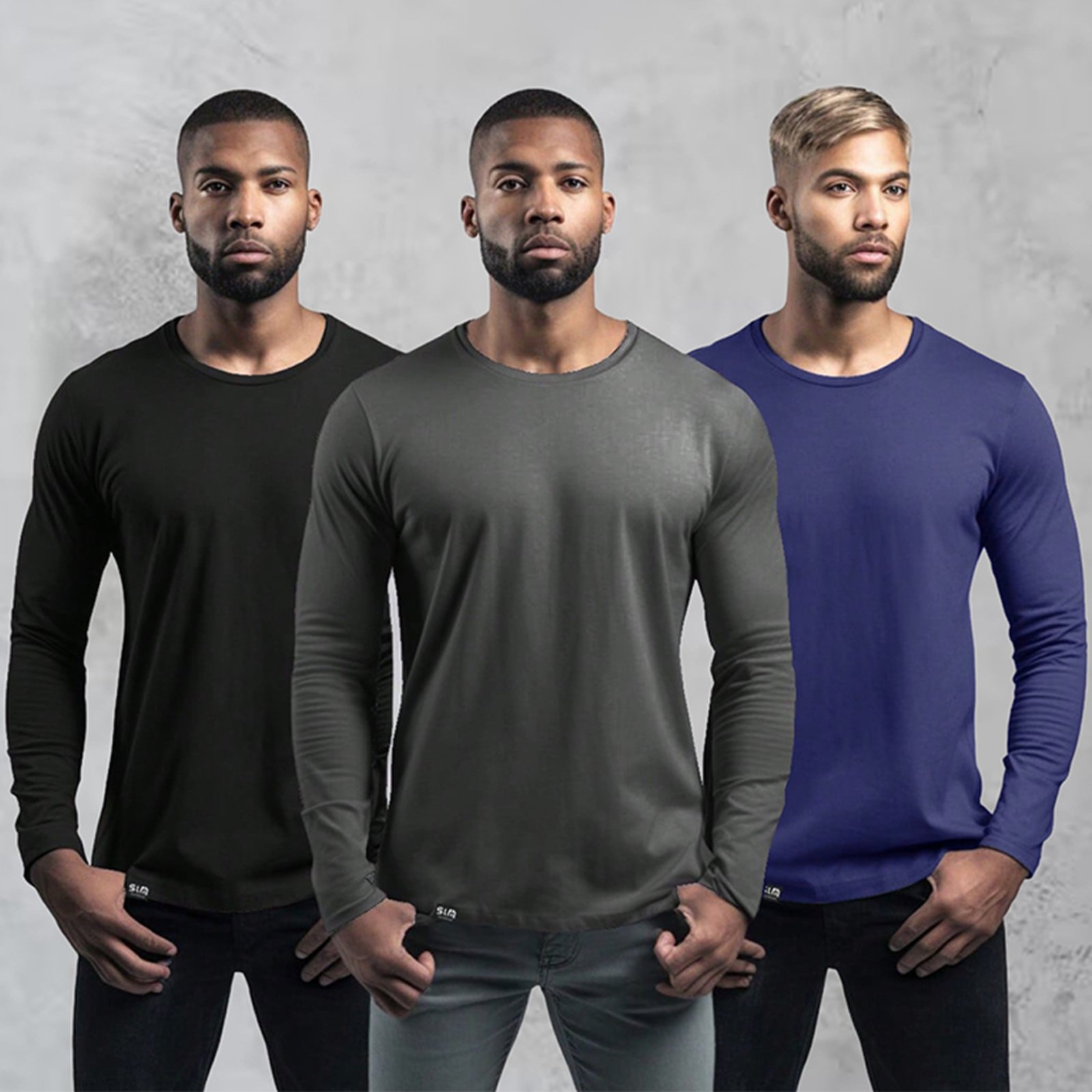Kit com 3 Camisetas Manga Longa Masculina Proteção UV