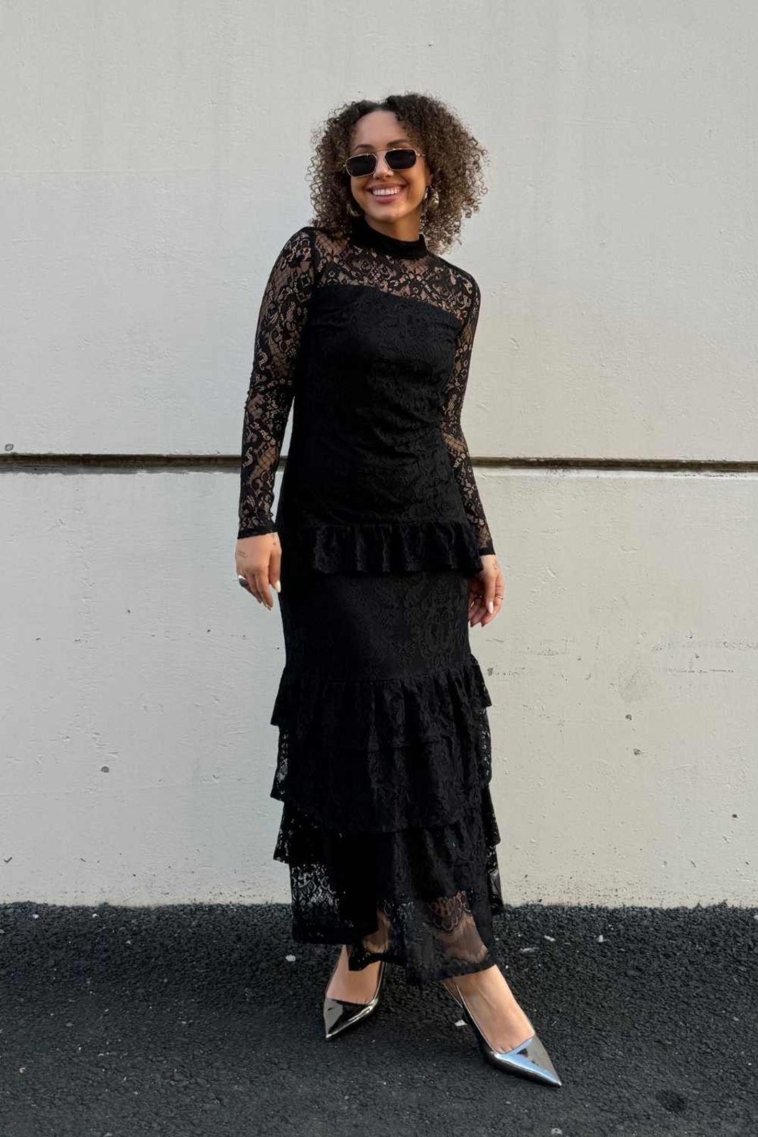 Vestido Vanibele Renda Preto
