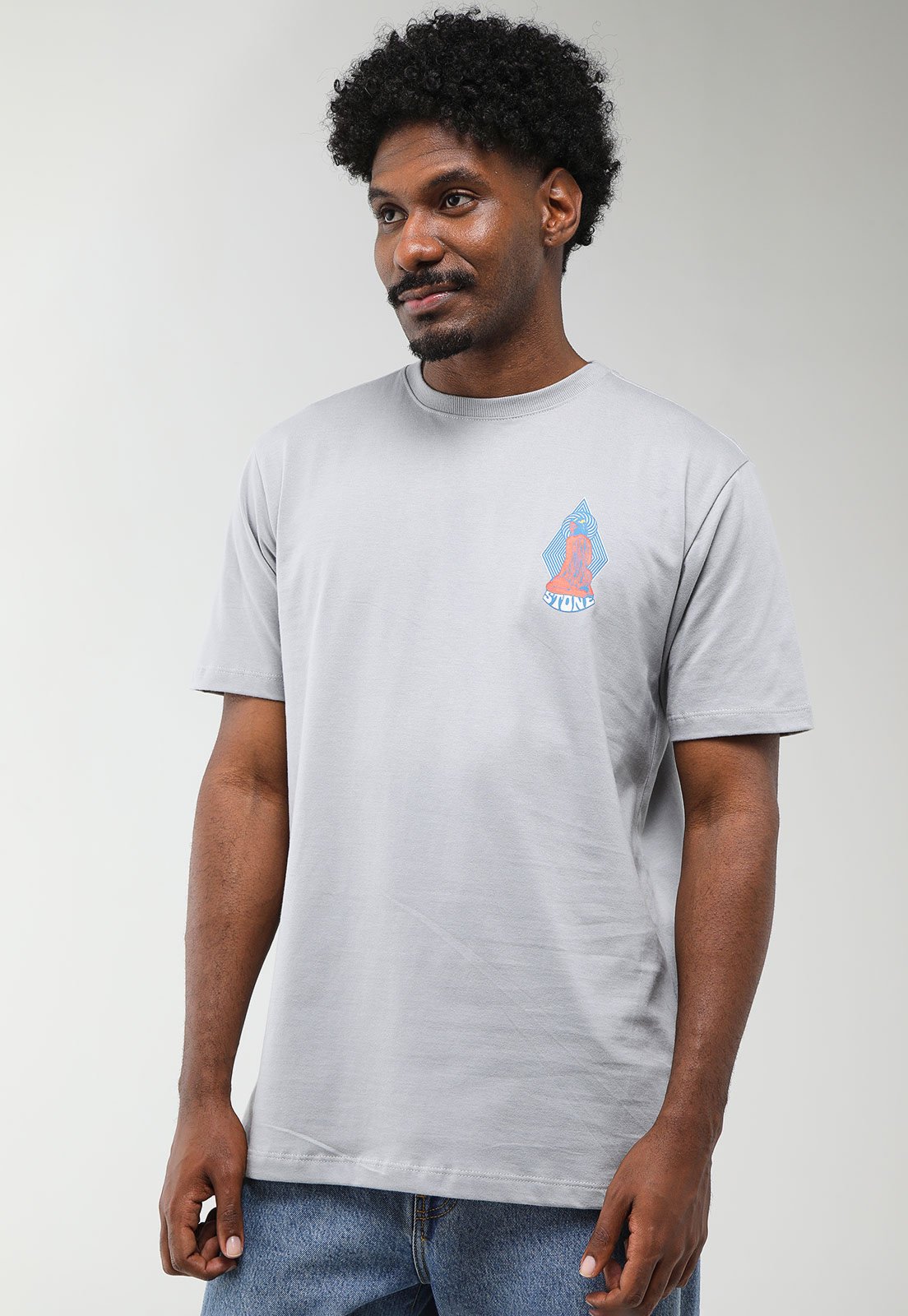 Camiseta Masculina Volcom ESP Psychback Cinza