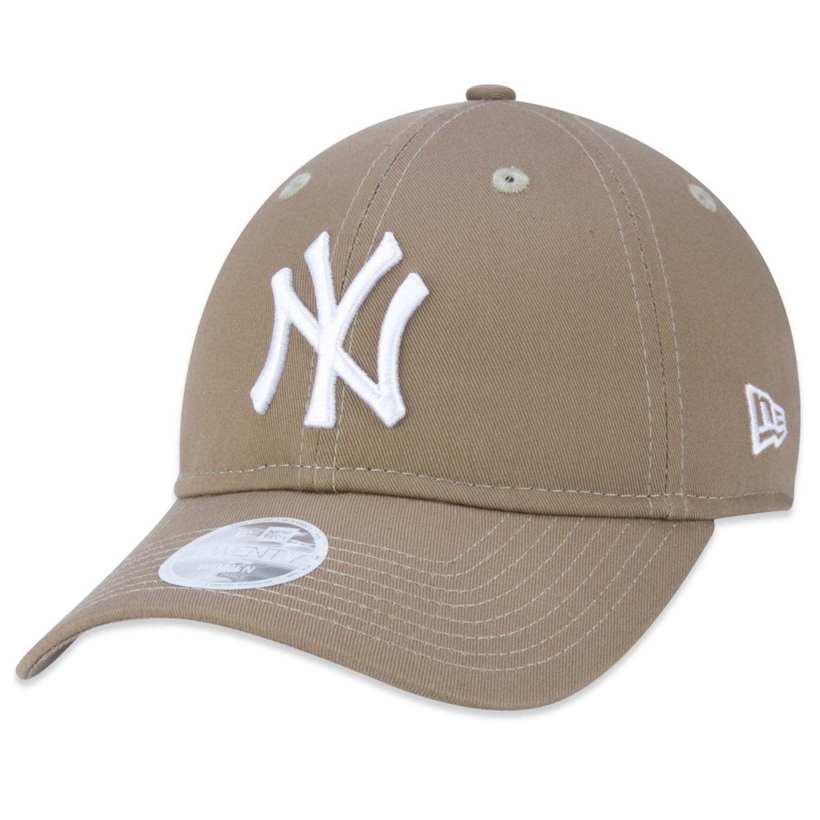 Bone New Era 9TWENTY Strapback MLB New York Yankees Caqui Logo Branco Feminino