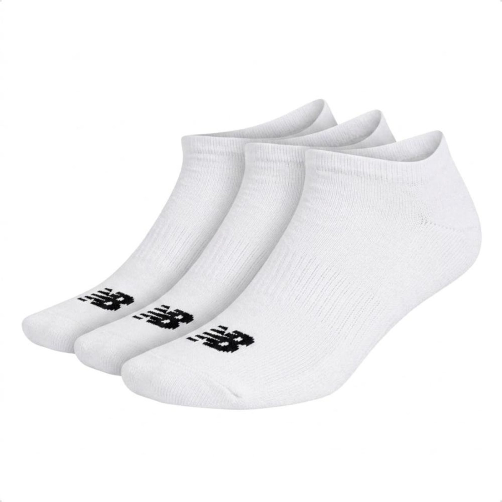 Kit 3 Pares De Meias New Balance Unissex Algodão Cano Invisível Branco