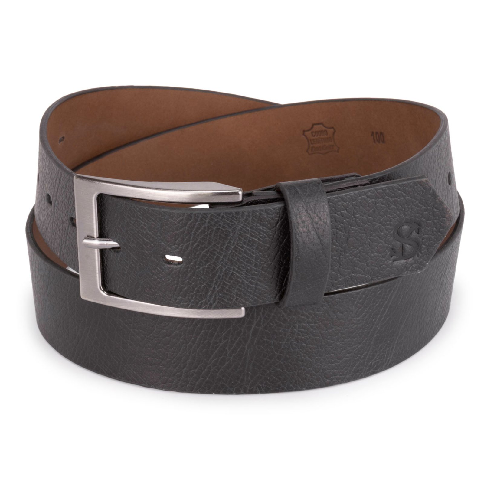 Cinto Couro Legítimo Social Esporte Fino 40mm Masculino Ello Griff Preto