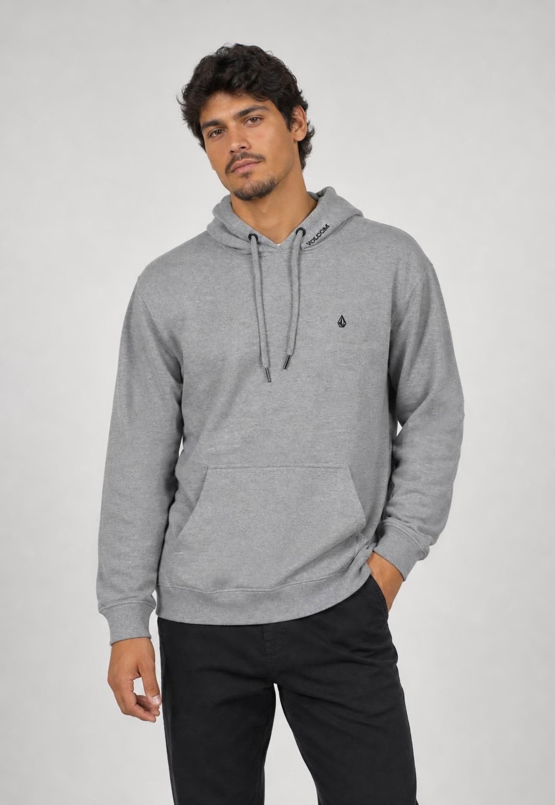 Blusa de Moletom Masculina Volcom Capuz Cinza