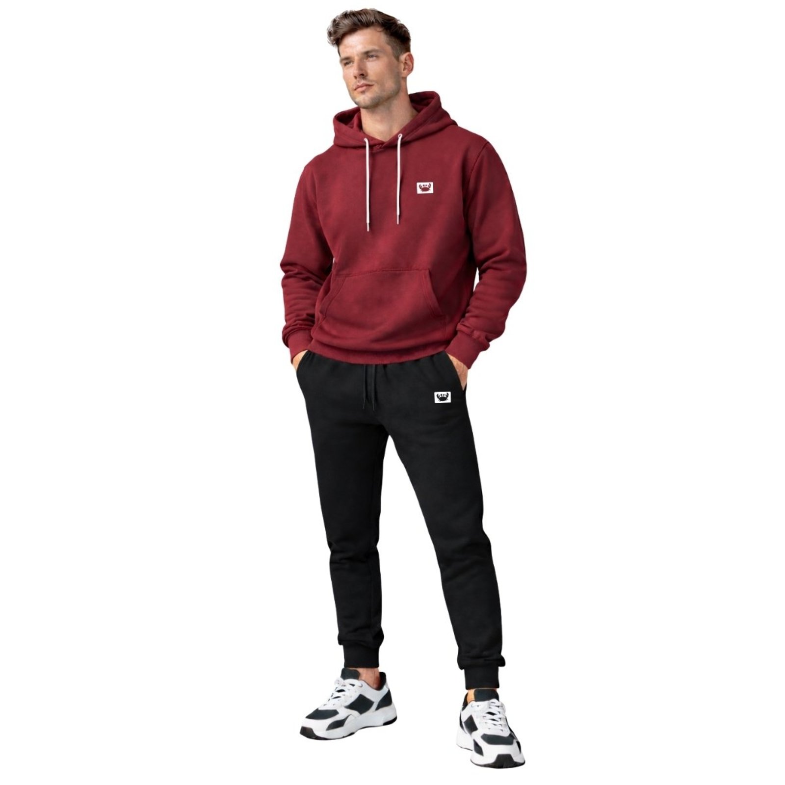 Conjunto Masculino Moletom Blusa De Frio E Calça Moletom Preto Vinho