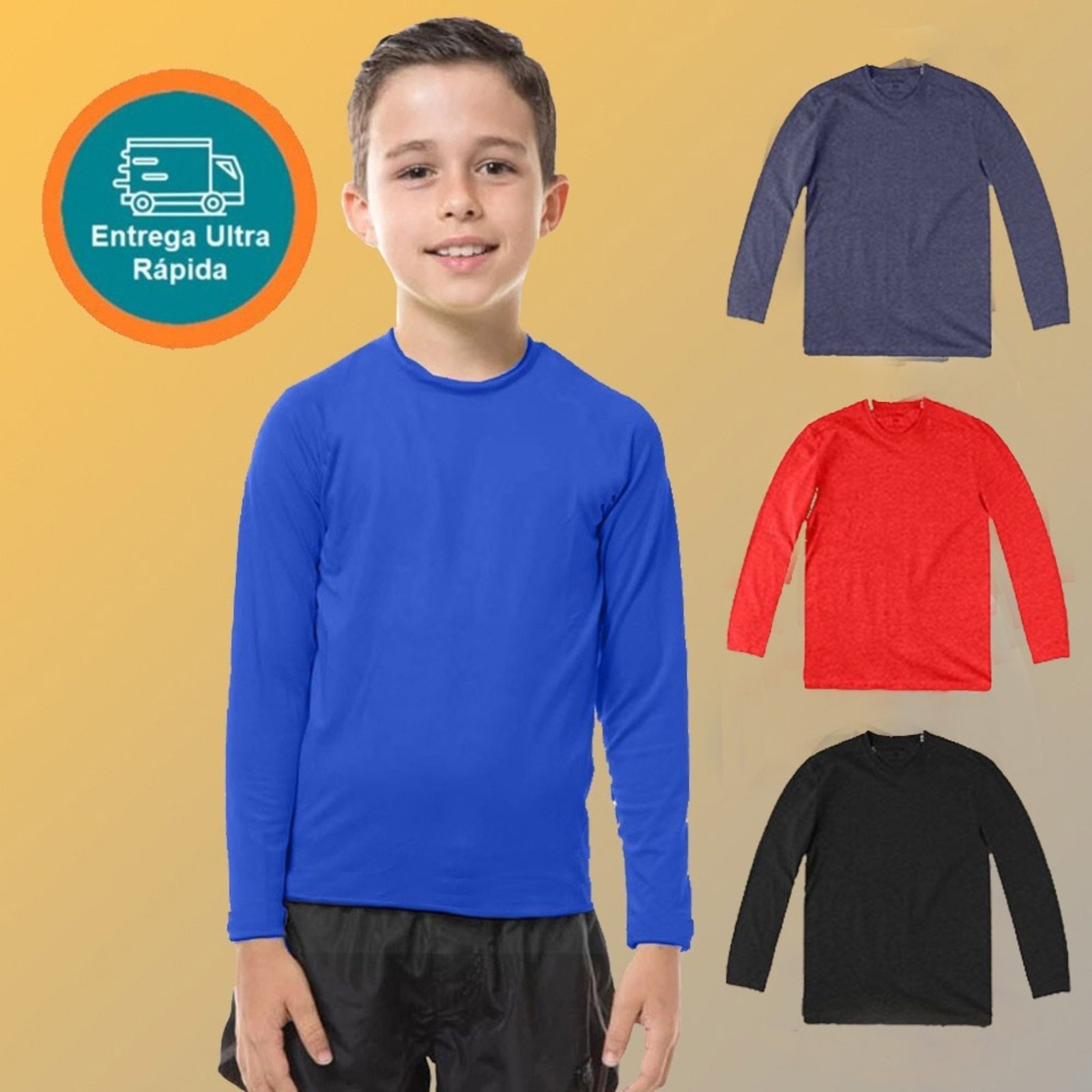 Infantil – Kit com 3 Camisetas Com Proteção Solar Uv Fps50+ Manga Longa