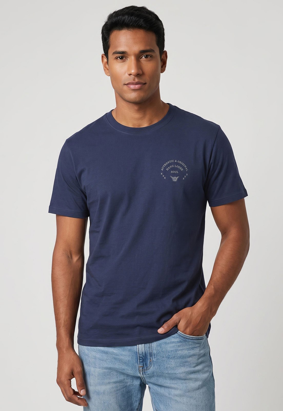 Camiseta Masculina Hang Loose Silk Octopuss Azul Escuro