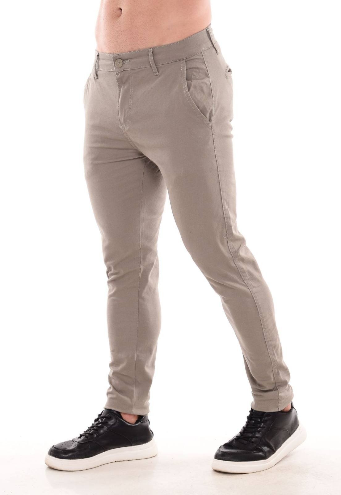 Calça Masculina Sarja Ethereal Jeans Elastano Linha Premium Cinza Claro