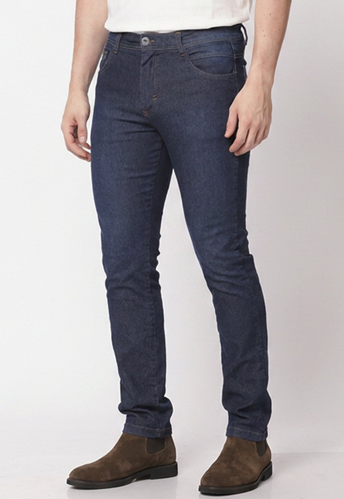 Calça Jeans Slim Masculina Stretch Caimento Perfeito Casual Trabalho Azul