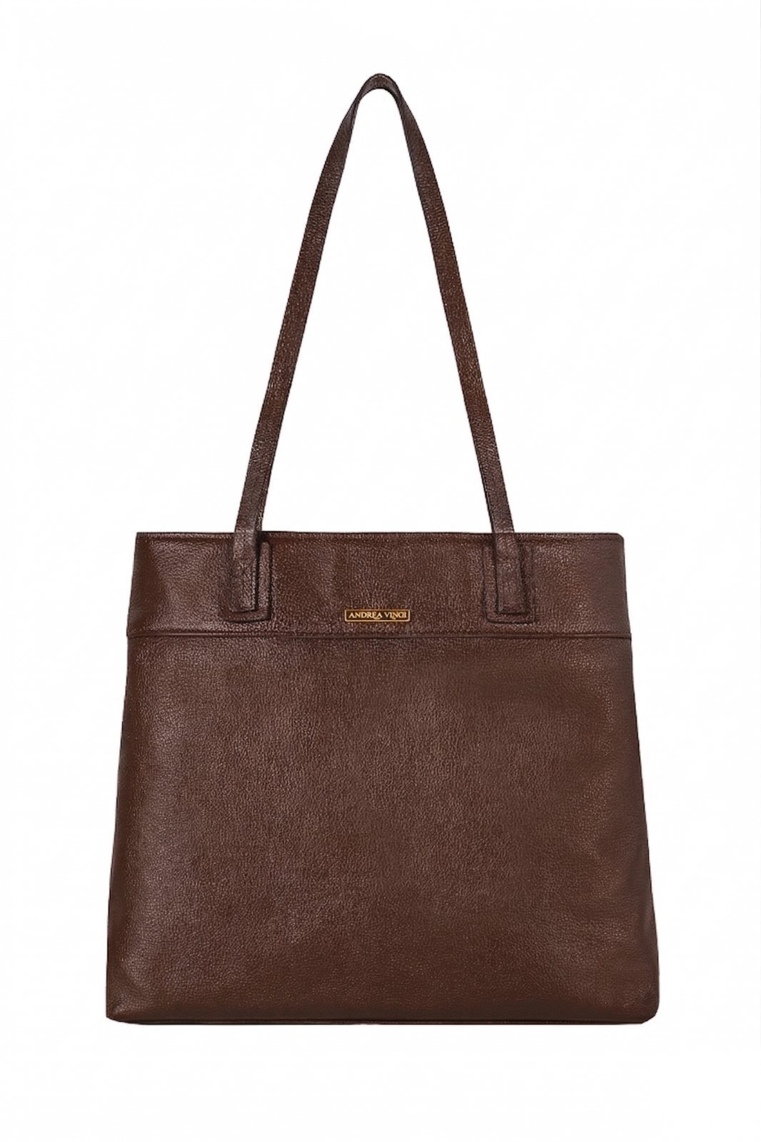 Bolsa de couro liso Abigail - Café