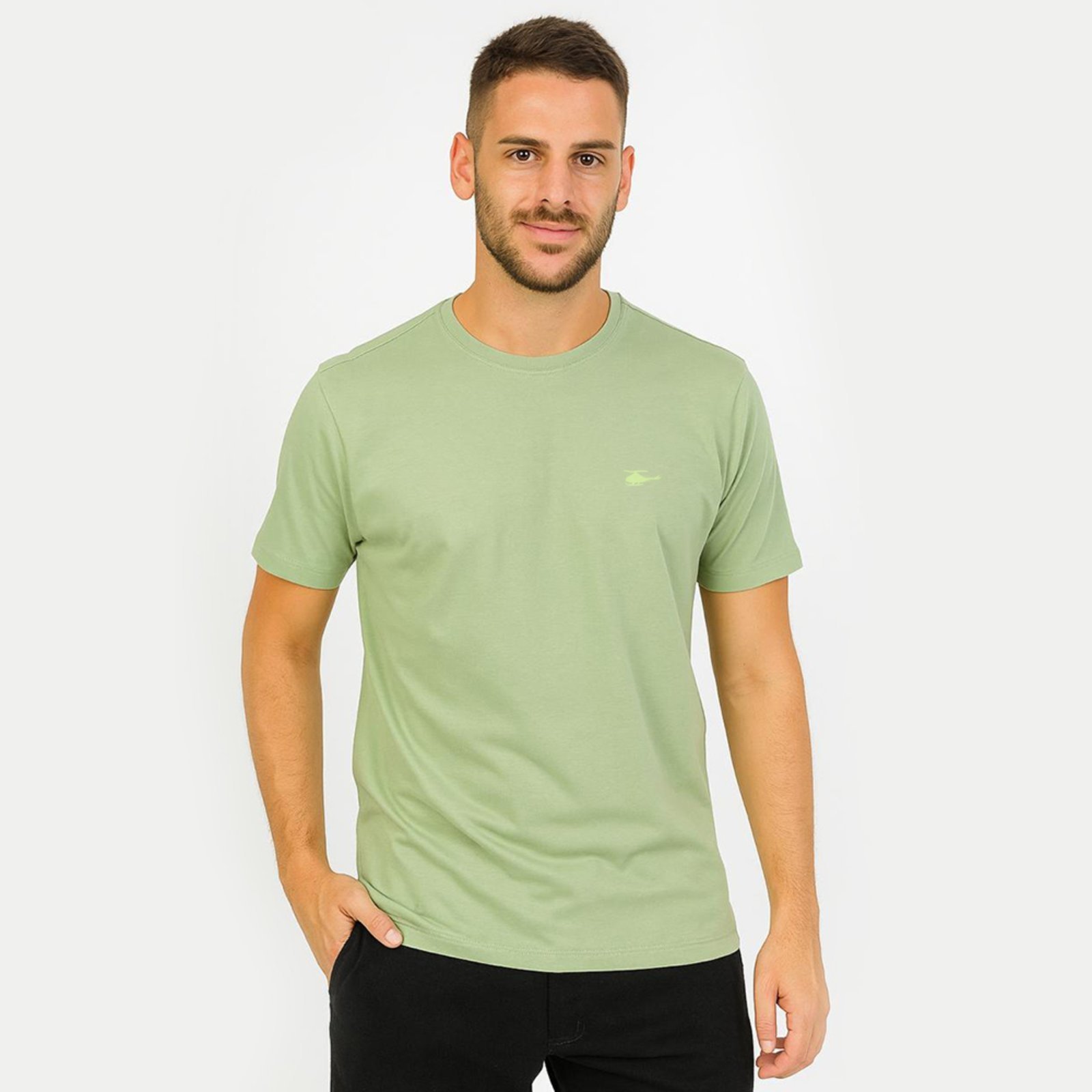 Camiseta Masculina Sallo Gola O Básica Premium Pistache