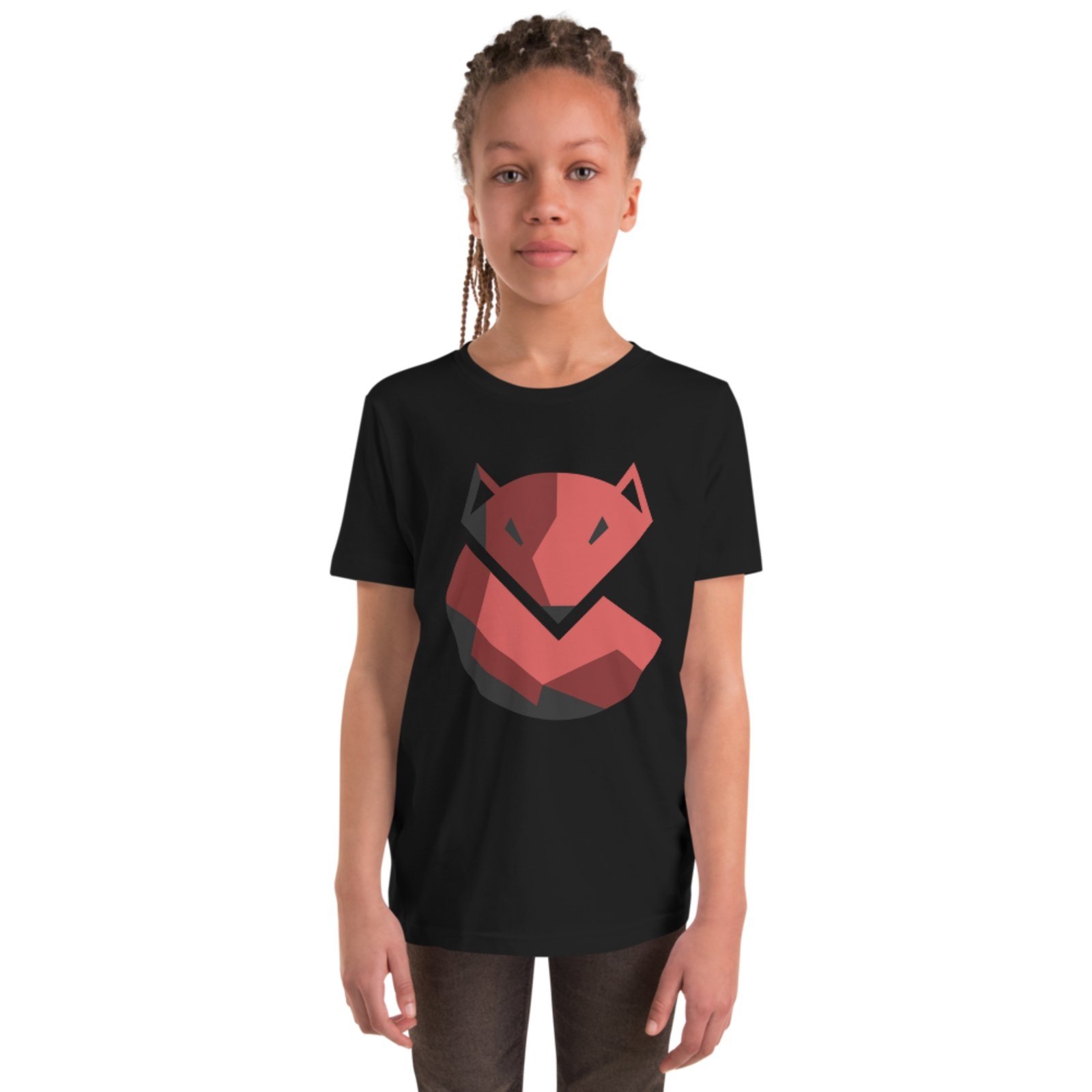 Infantil - Camiseta Blusa Manga Curta Urbania Algodão Preta Preto estampa fox raposa