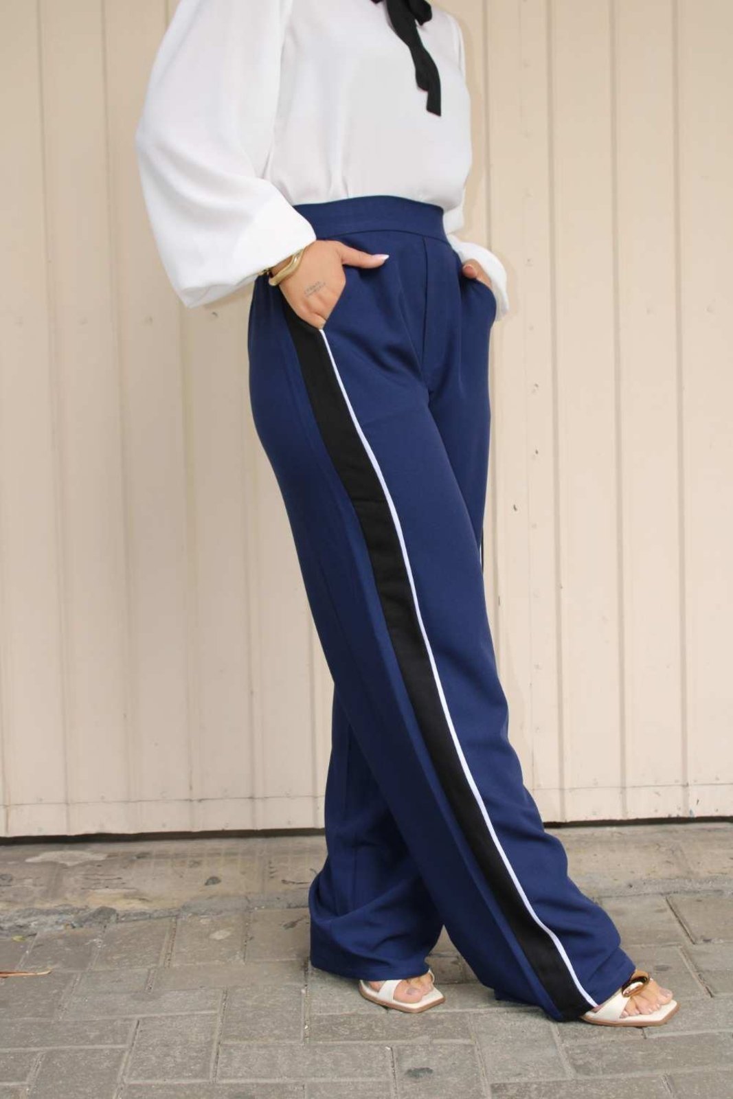 Vista 3 Calça Vanibele Wide Marinho azul marinho/preto azul marinho/preto