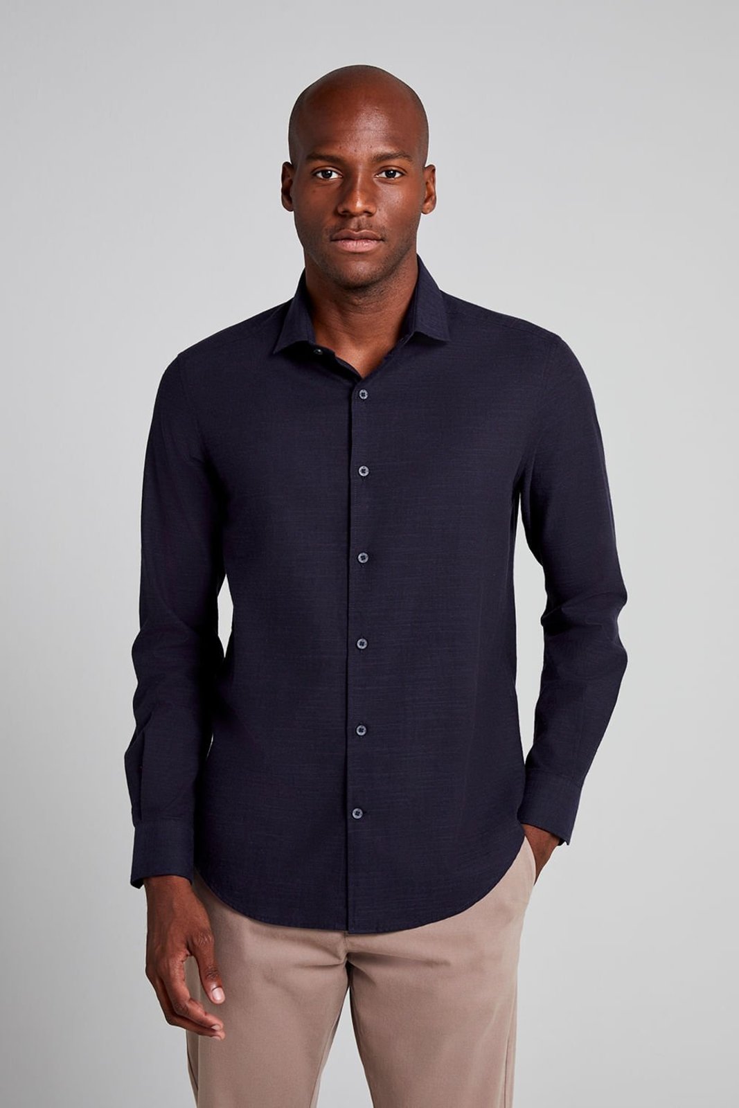 HIGHSTIL Camisa Slim Fit - Azul Marinho