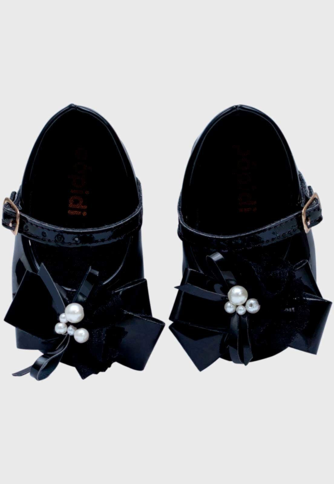 Vista 3 Infantil - Sapatilha Pópidi Menina Pérola Renda preto Pópidí preto